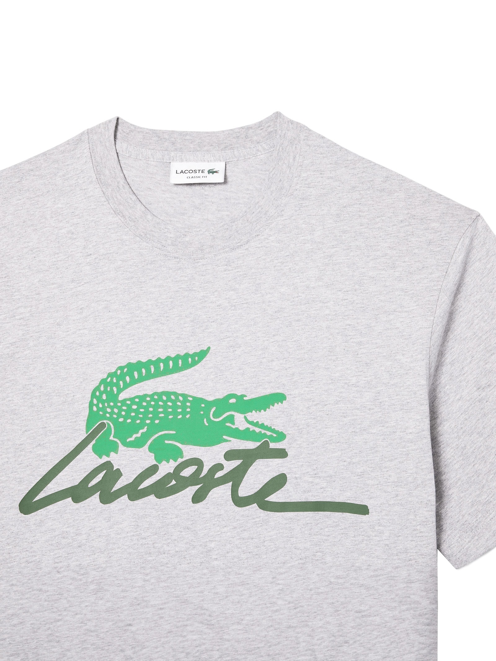 Camiseta Masculina Classic Fit Foundation Date Em Algodão Cinza Lacoste