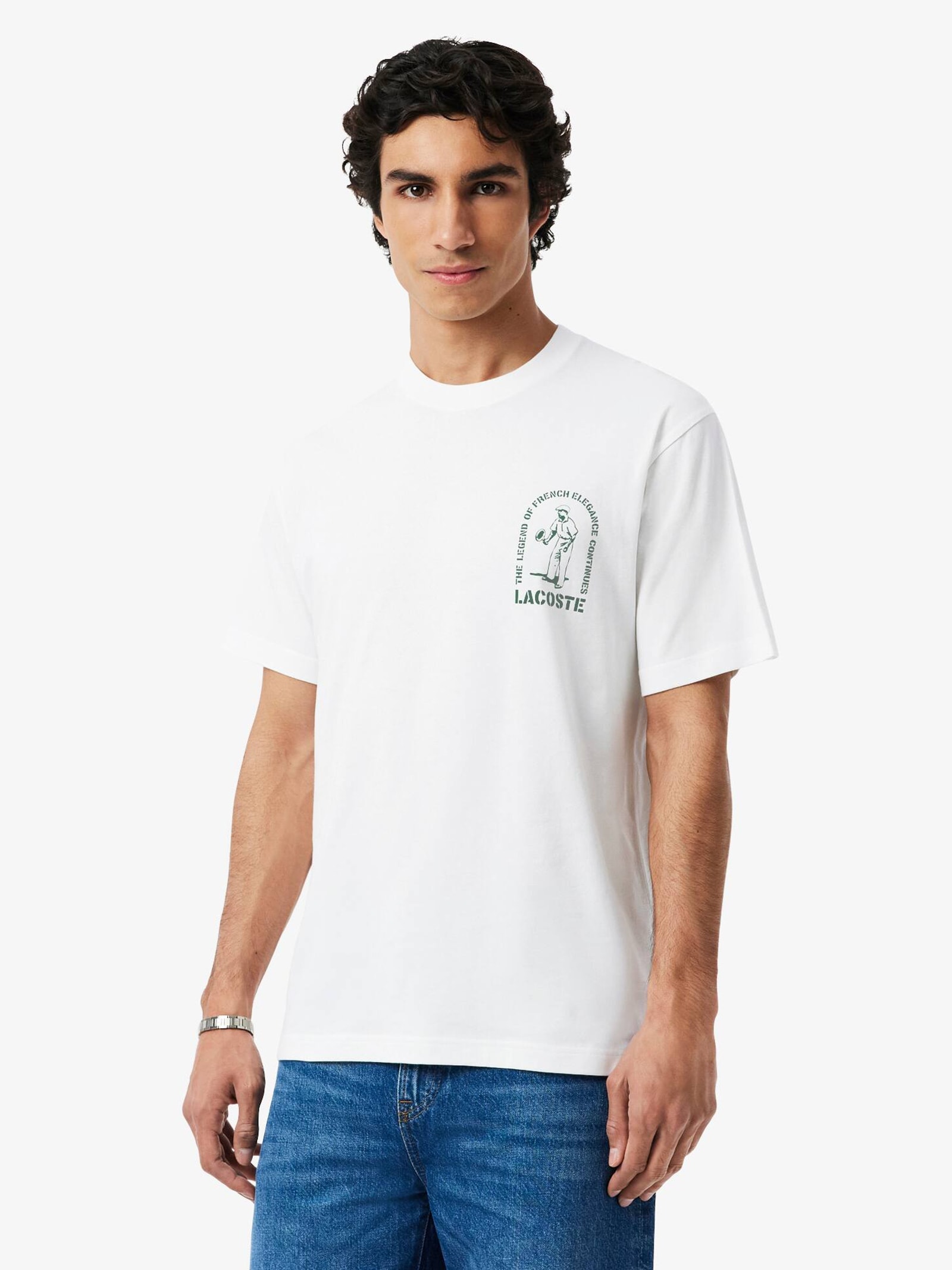 Camiseta Masculina Classic Fit French Crocodile Branco Lacoste