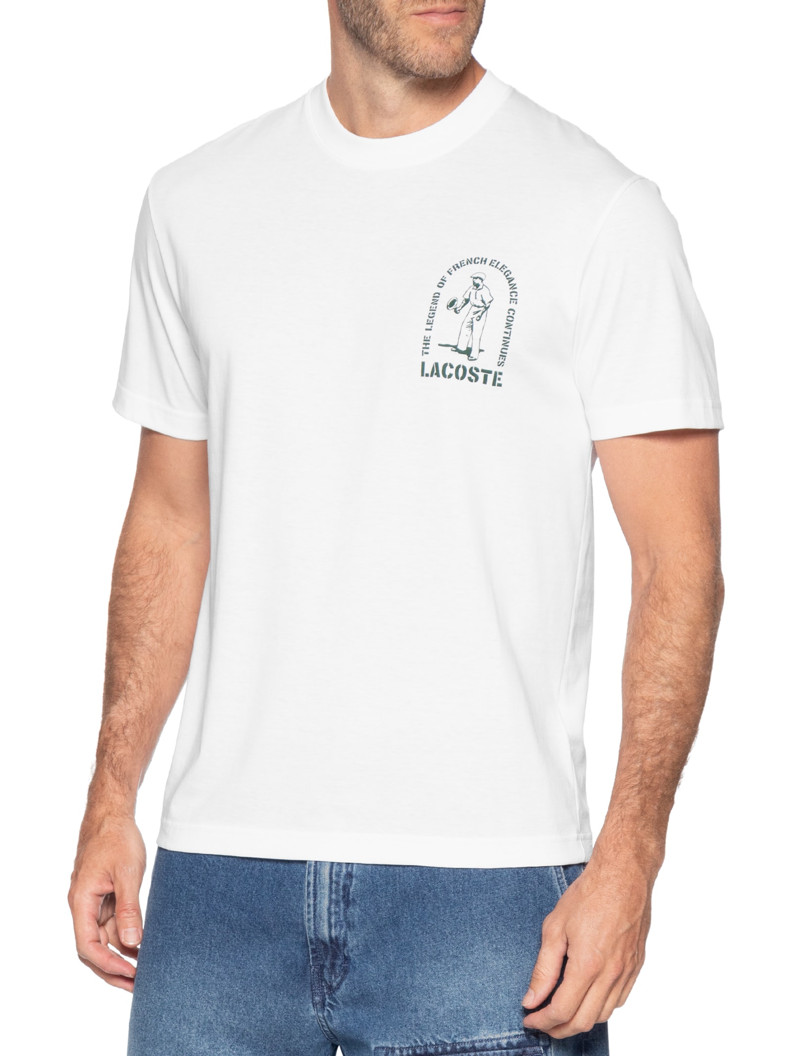 Camiseta Masculina Classic Fit French Crocodile Branco Lacoste