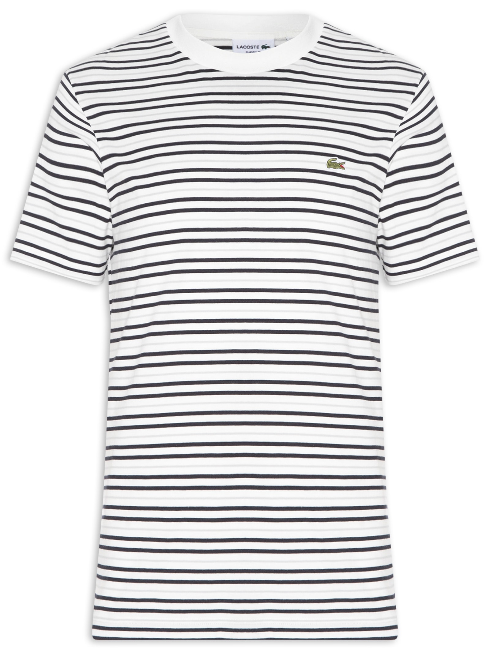 Camiseta Masculina Classic Fit Listrada Off White Lacoste