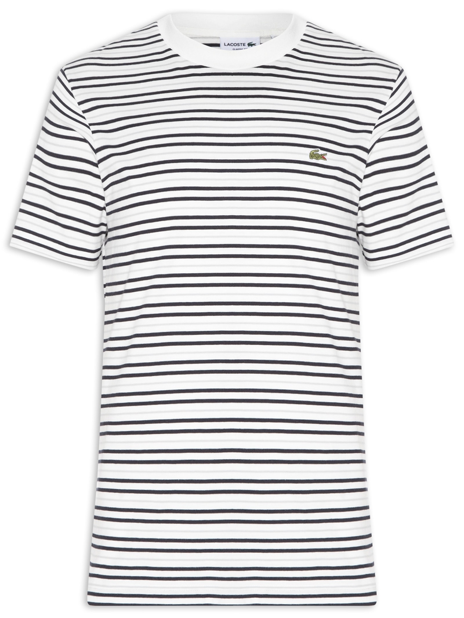Camiseta Masculina Classic Fit Listrada Off White Lacoste