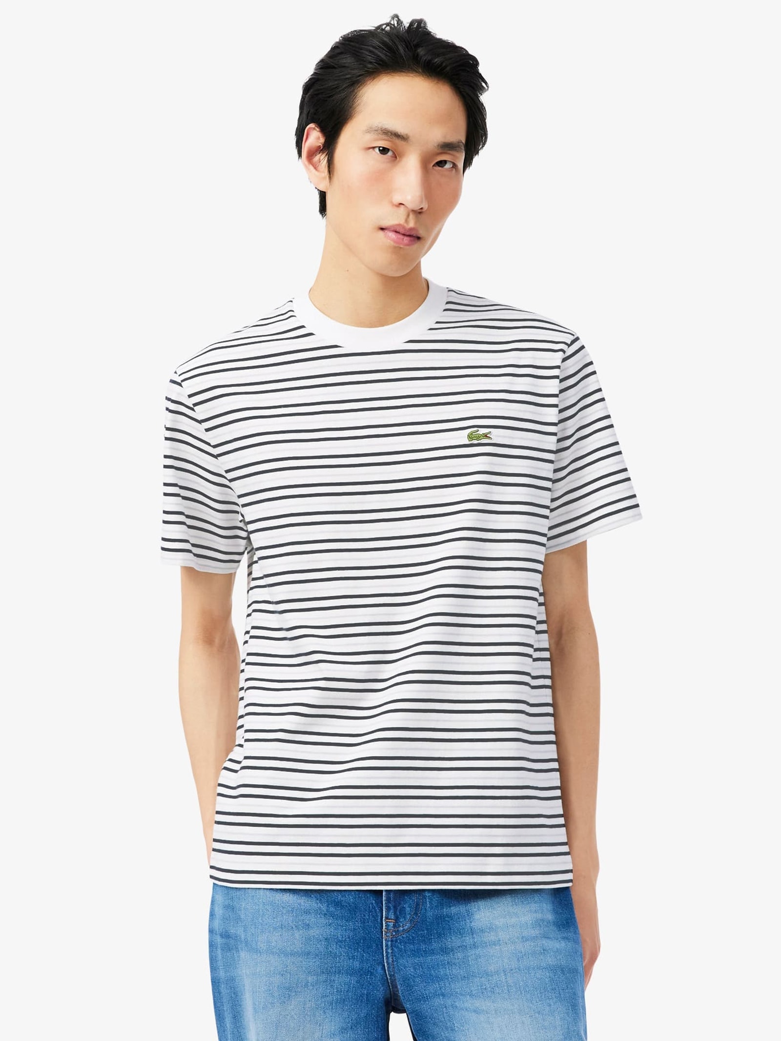 Camiseta Masculina Classic Fit Listrada Off White Lacoste