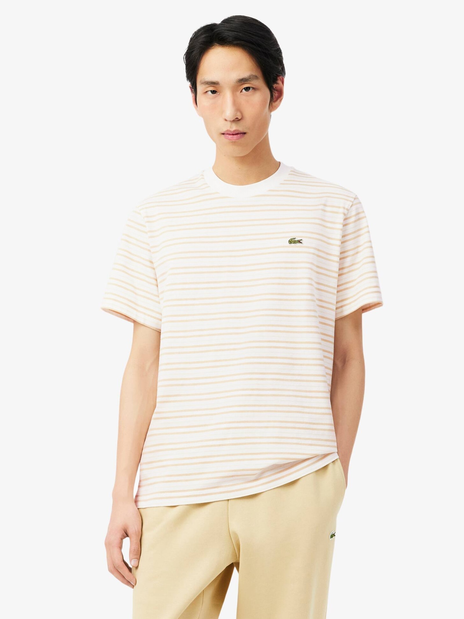 Camiseta Masculina Classic Fit Listrada Off White Lacoste