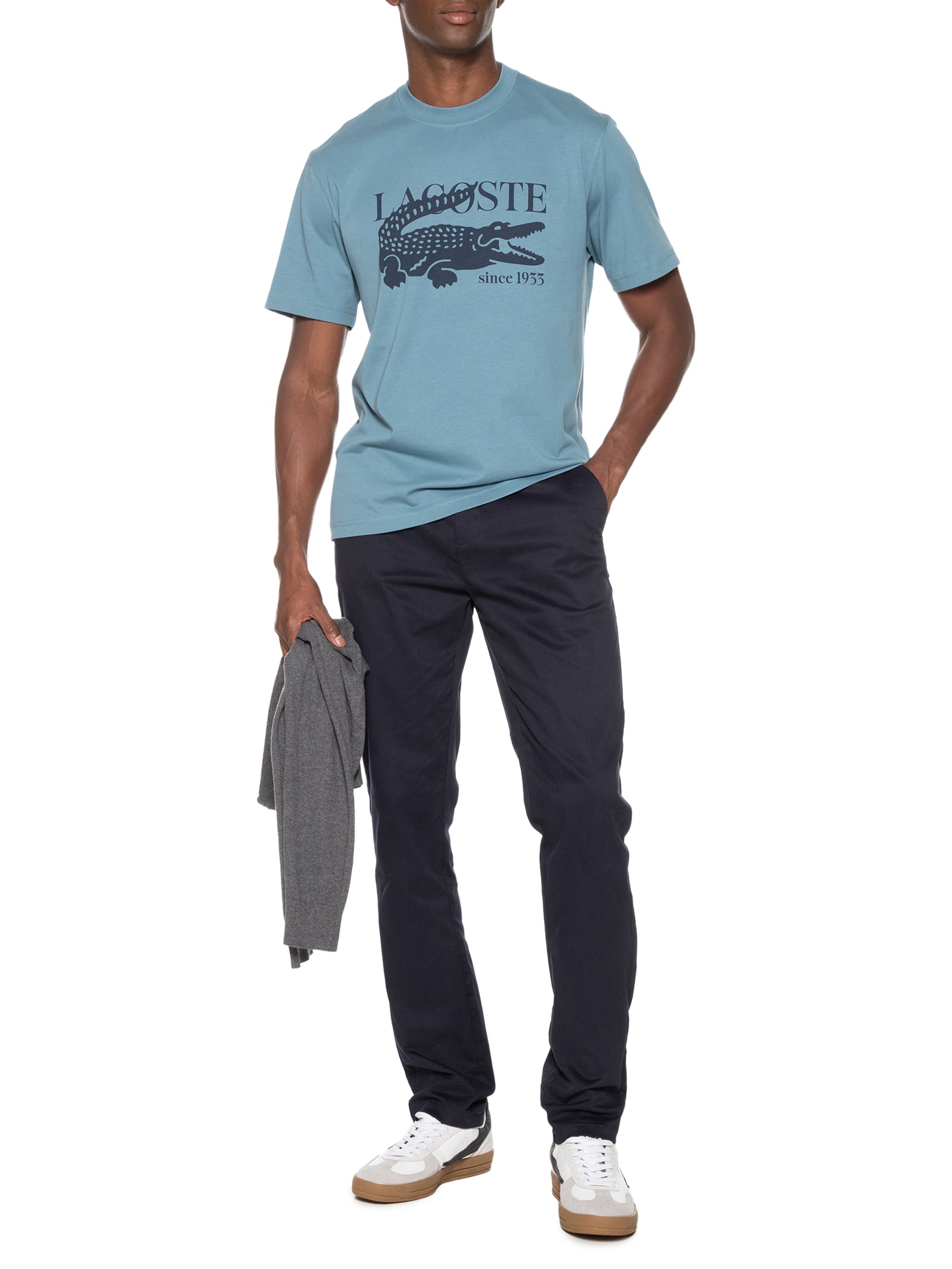 Camiseta Masculina Classic Fit Midweight Azul Lacoste