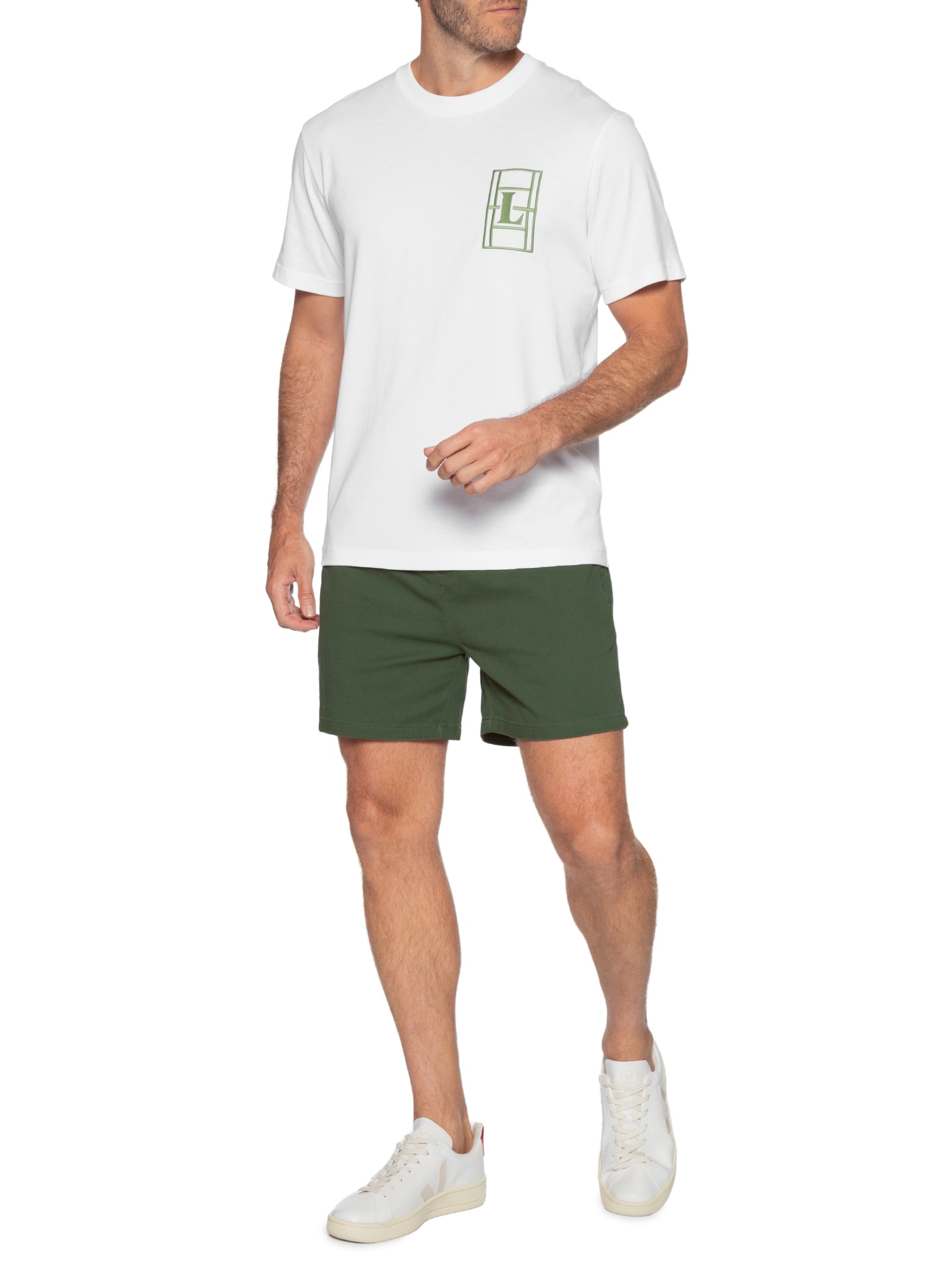 Camiseta Masculina Classic Fit Quadra Branco Lacoste