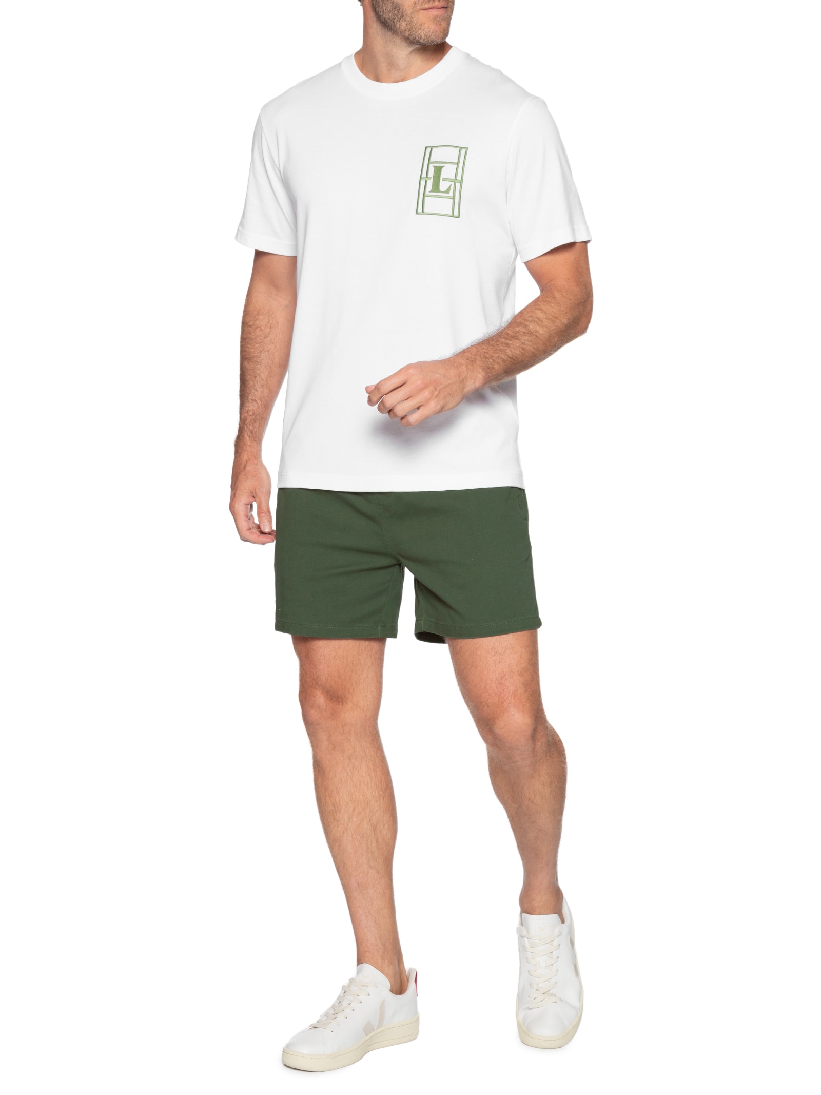 Camiseta Masculina Classic Fit Quadra Branco Lacoste