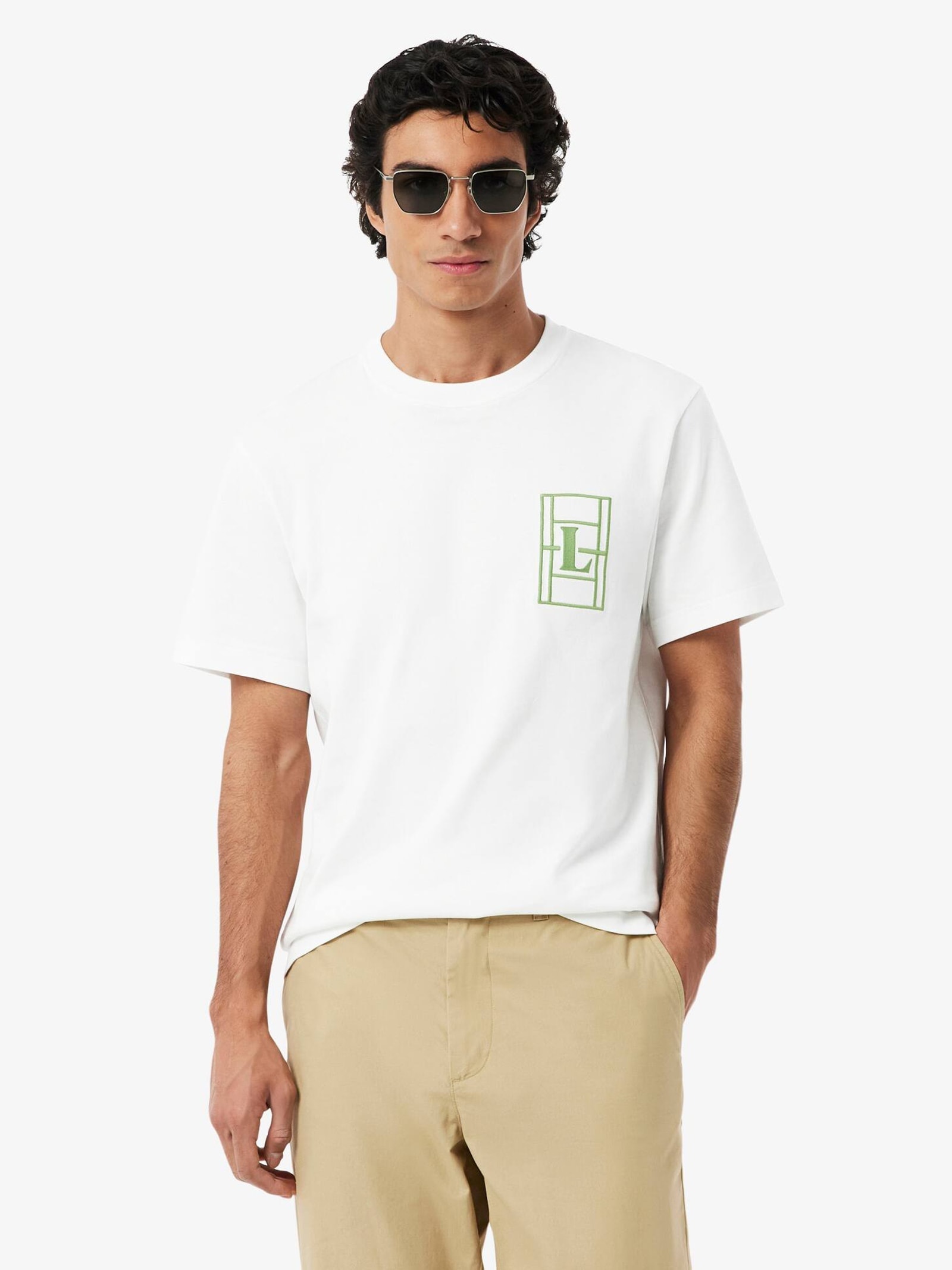 Camiseta Masculina Classic Fit Quadra Branco Lacoste
