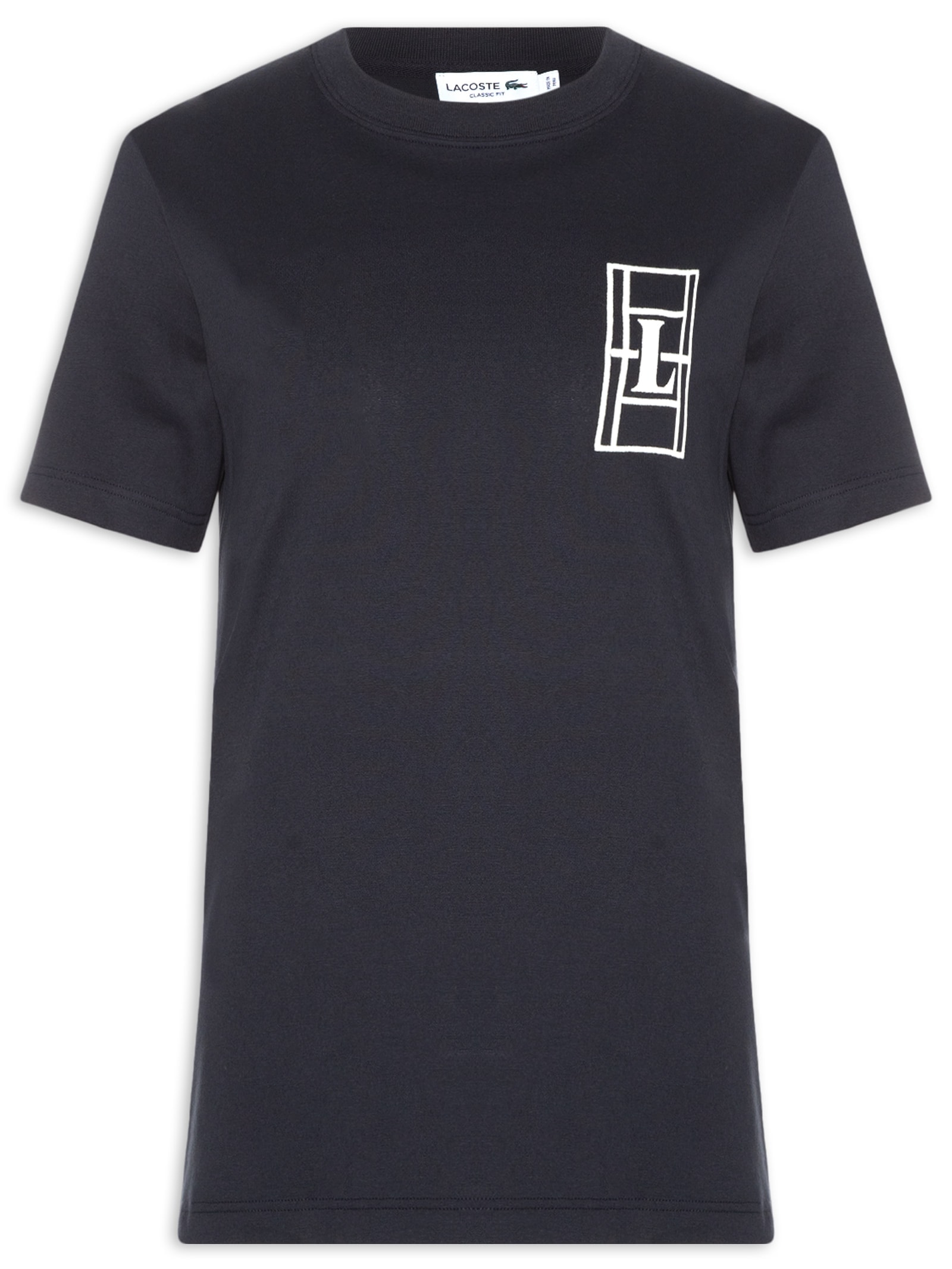 Camiseta Masculina Classic Fit Quadra Preto Lacoste