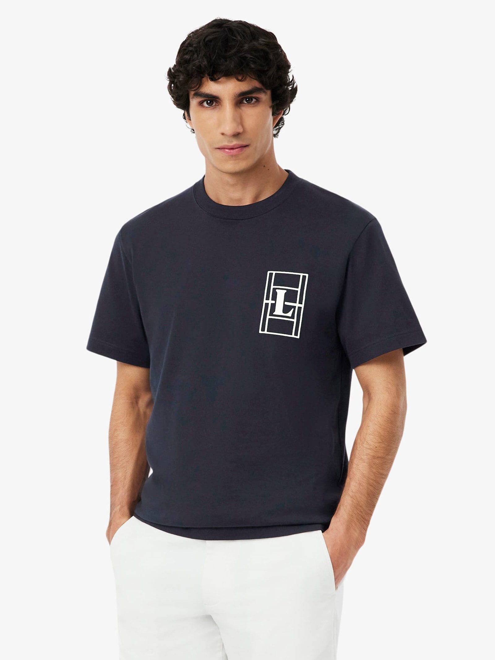 Camiseta Masculina Classic Fit Quadra Preto Lacoste
