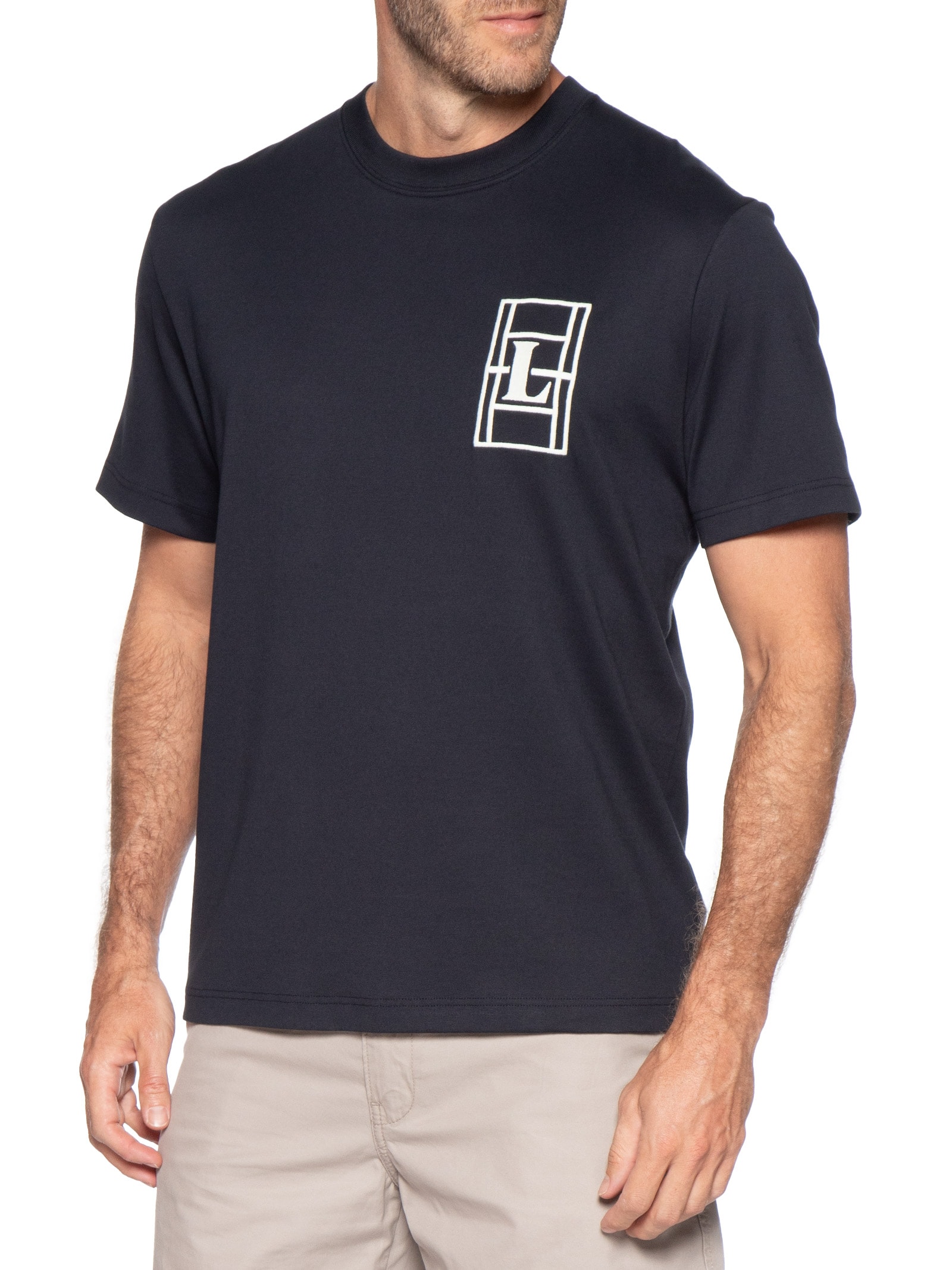 Camiseta Masculina Classic Fit Quadra Preto Lacoste