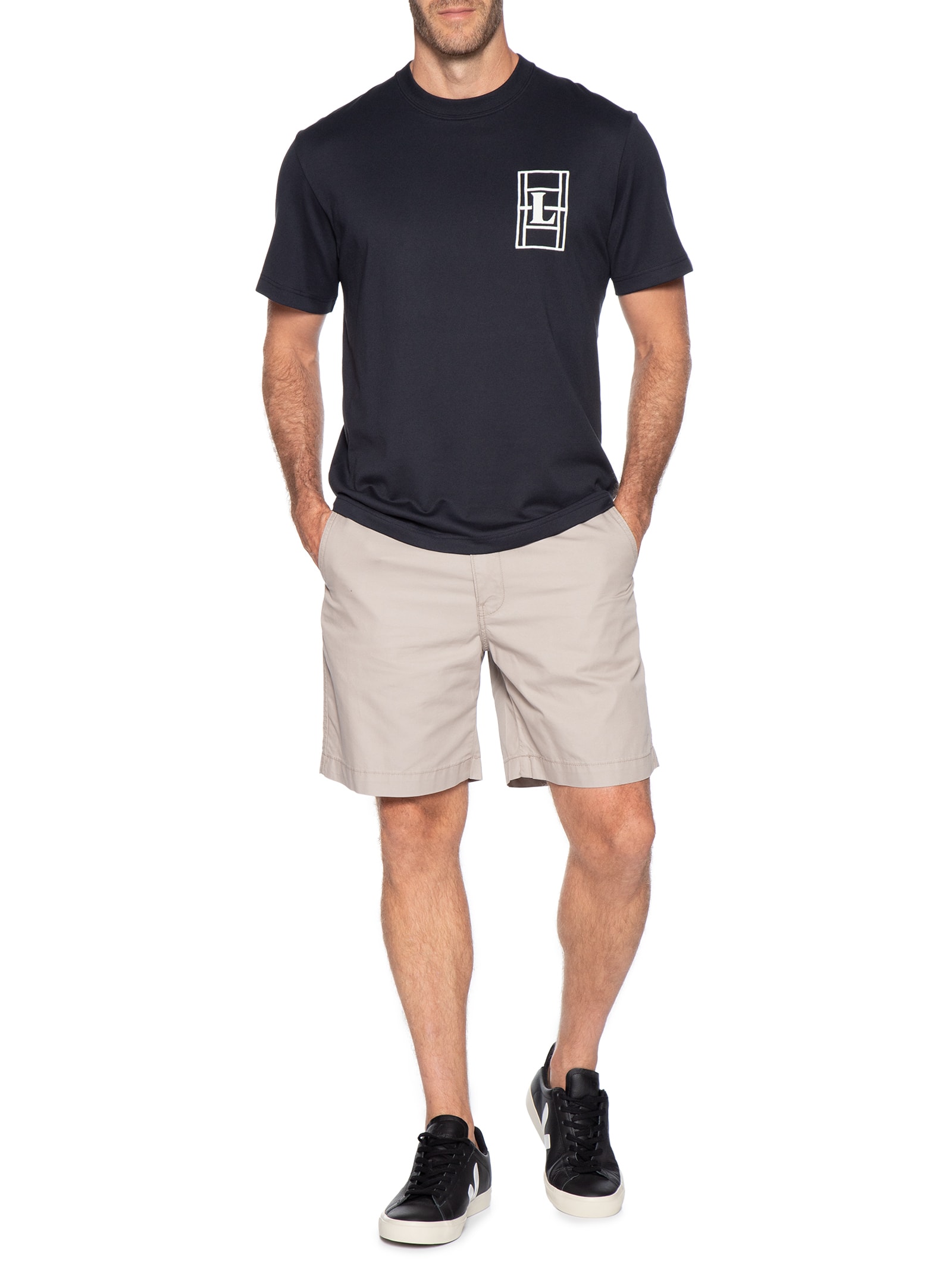 Camiseta Masculina Classic Fit Quadra Preto Lacoste
