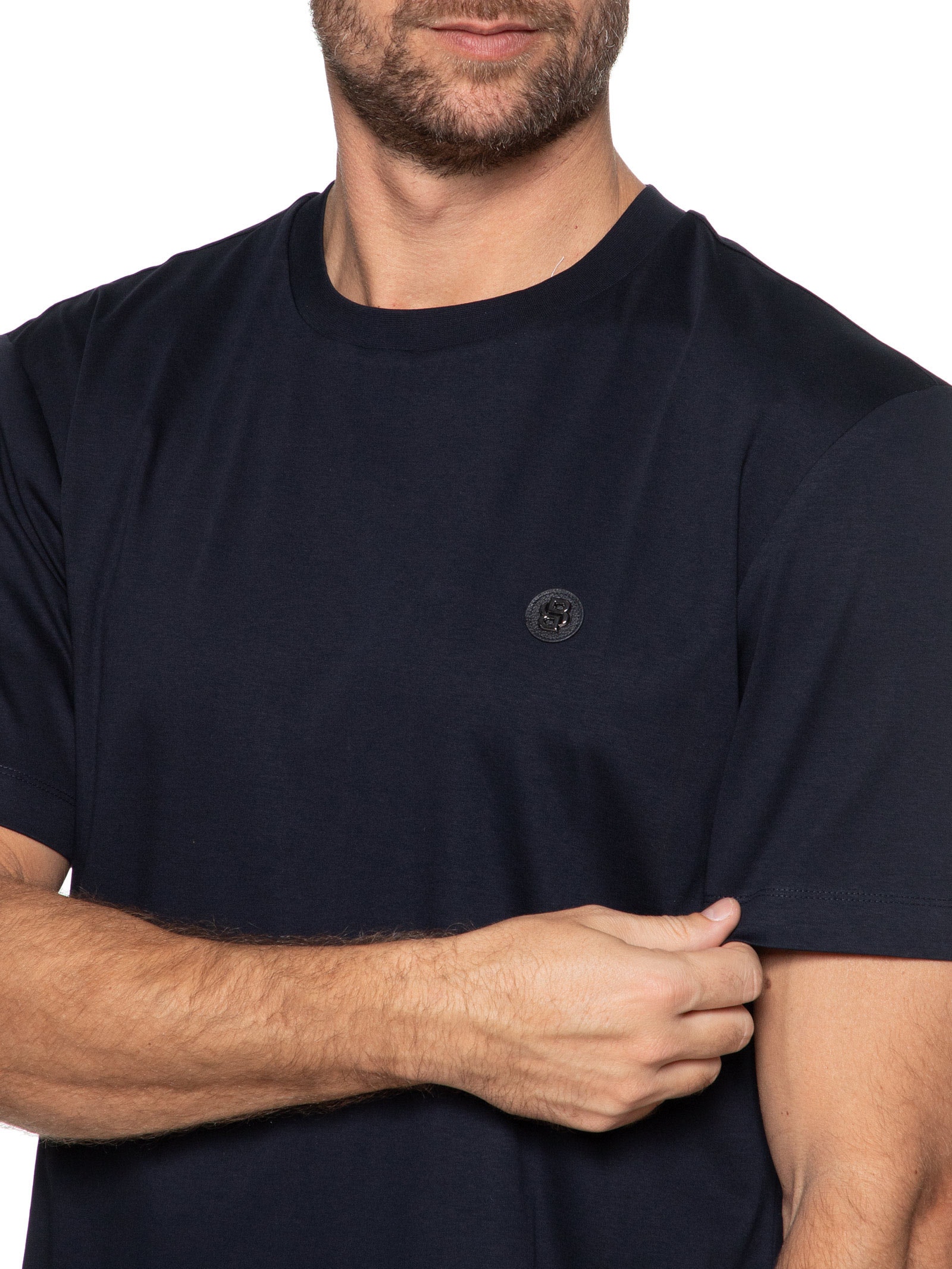 Camiseta Masculina com Aplique C Taut 01 Azul Boss