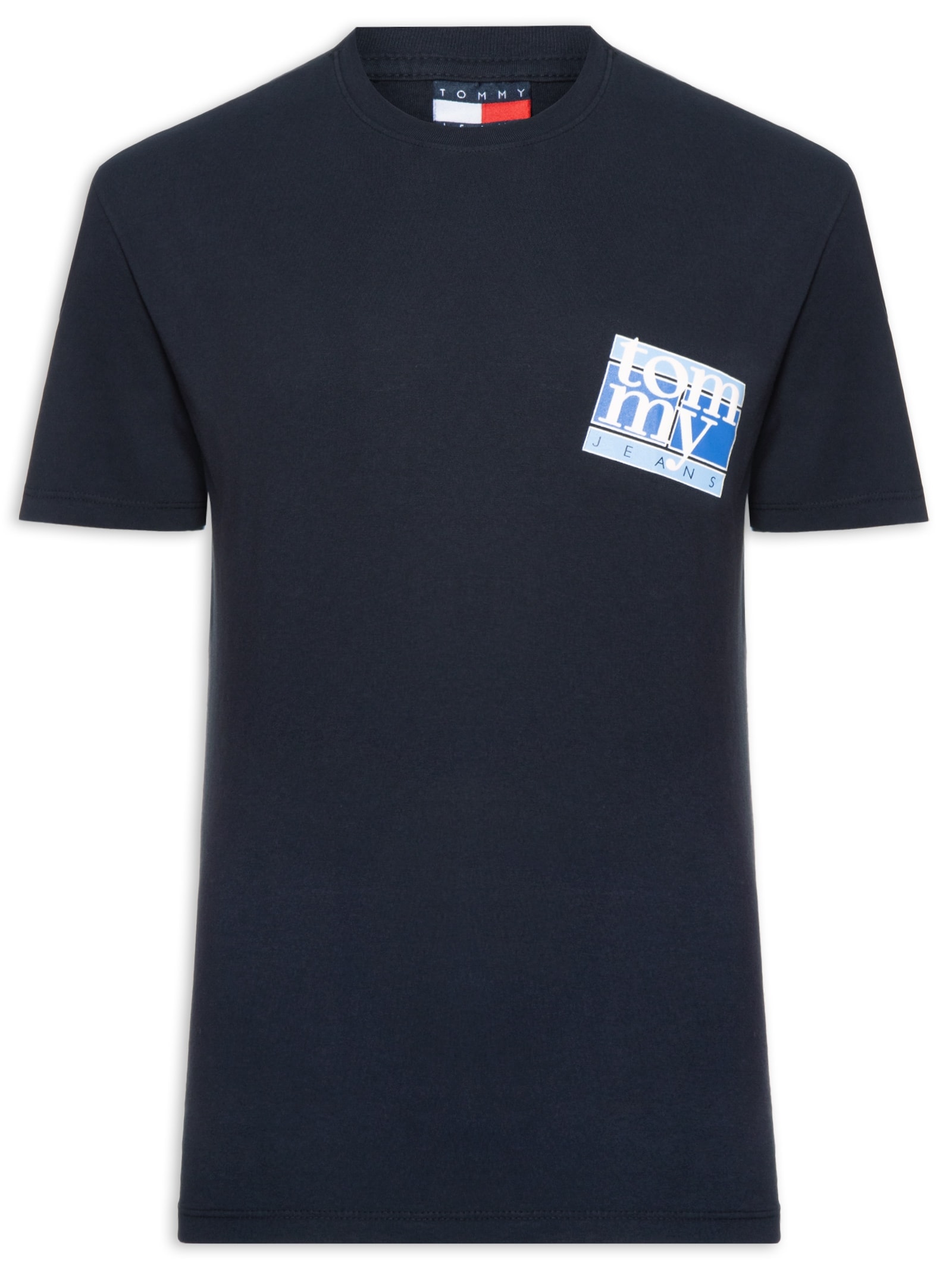 Camiseta Masculina Com Estampa De Logo Flag Dna Azul Tommy Jeans