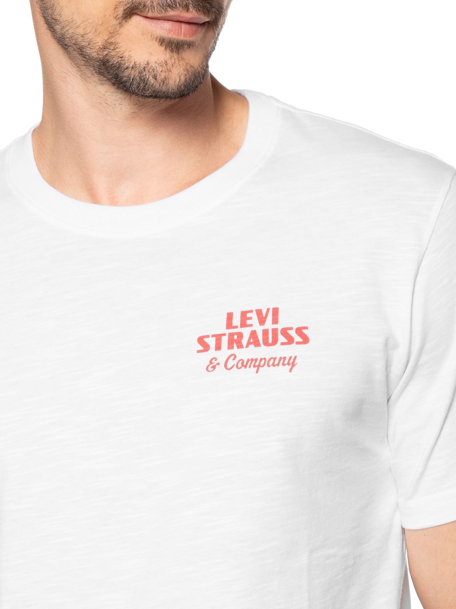 Camiseta Masculina Com Estampa E Gola Tradicional Branco Levi's