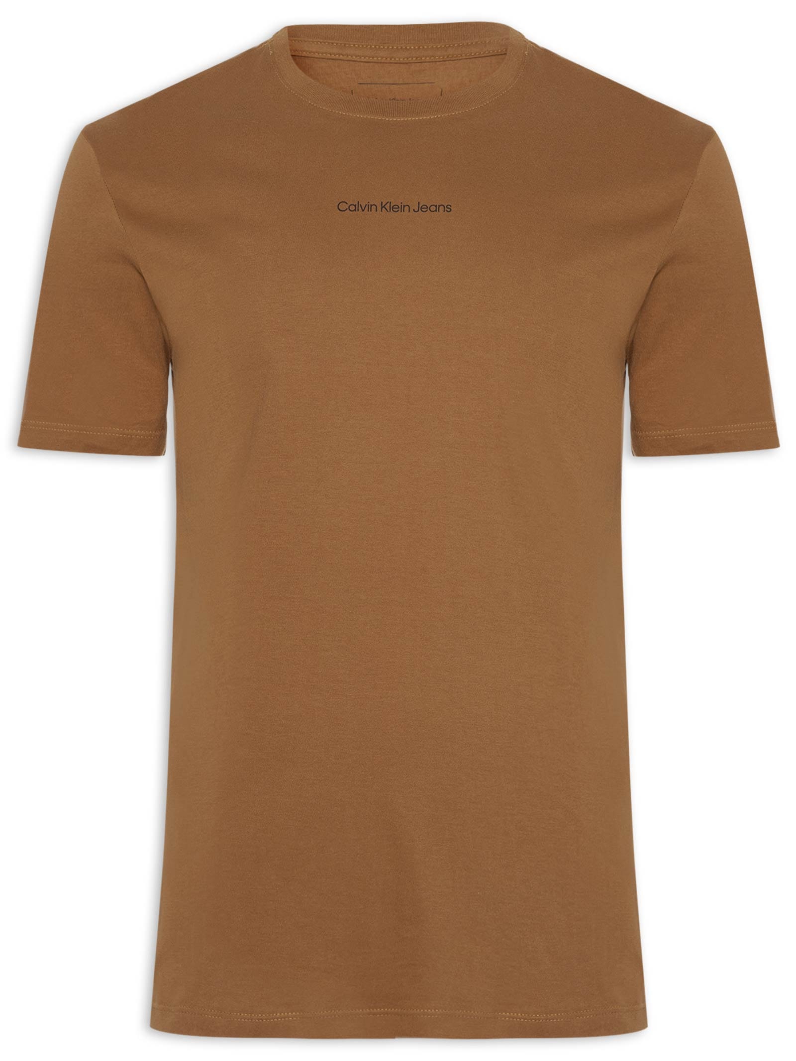 Camiseta Masculina Com Logo Centralizado Marrom Calvin Klein Jeans