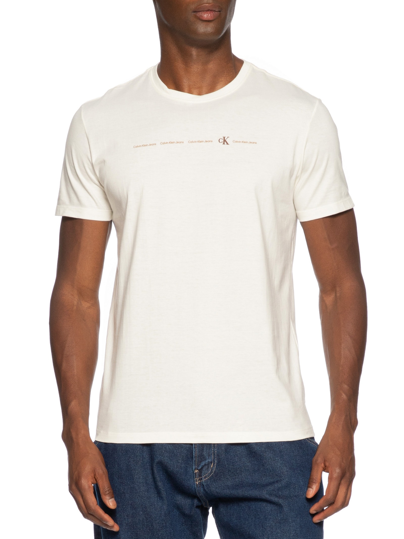 Camiseta Masculina Com Logo CK Branco Calvin Klein Jeans