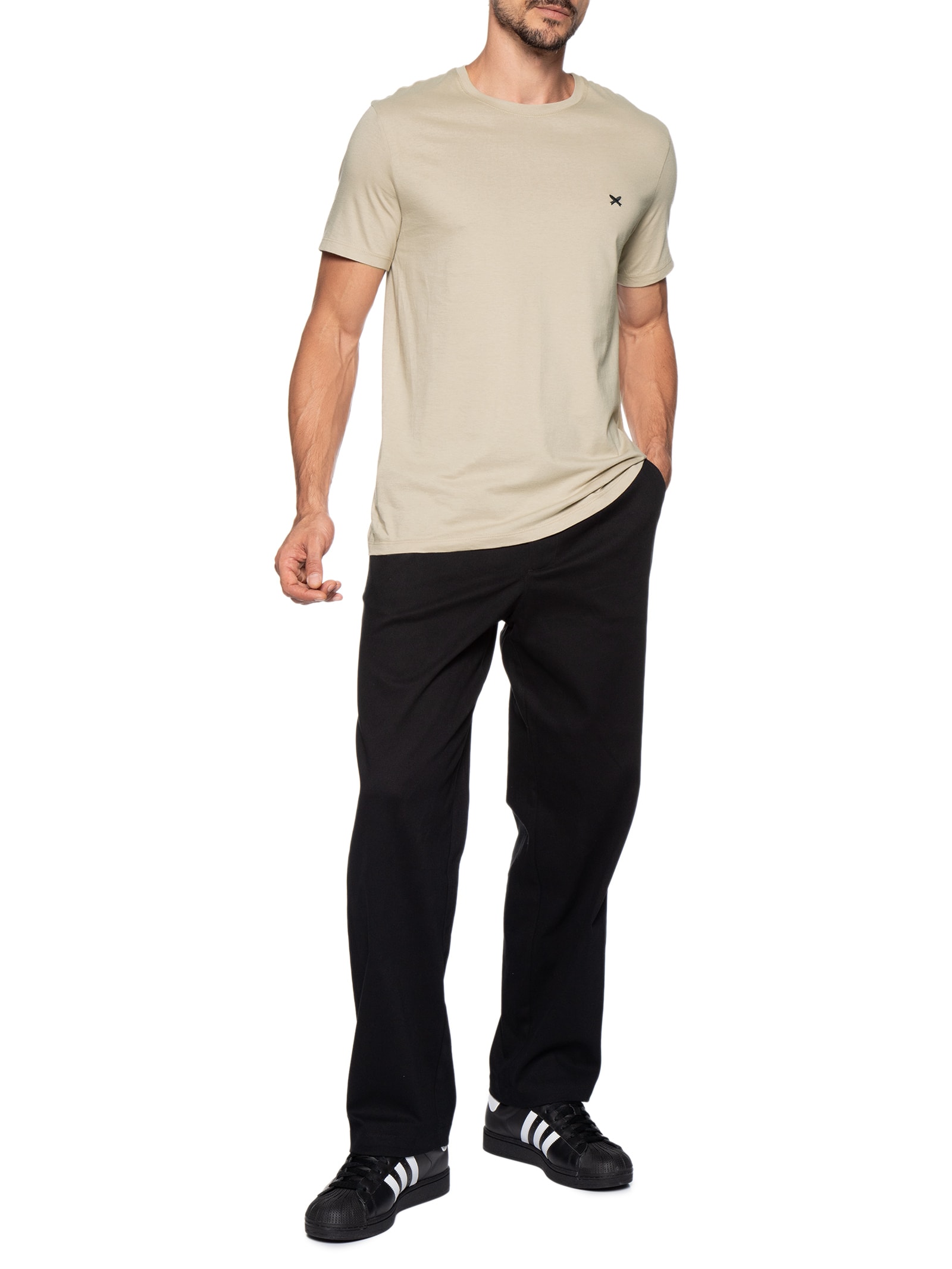 Camiseta Masculina com Peixe Bordado Família Marrom Hering