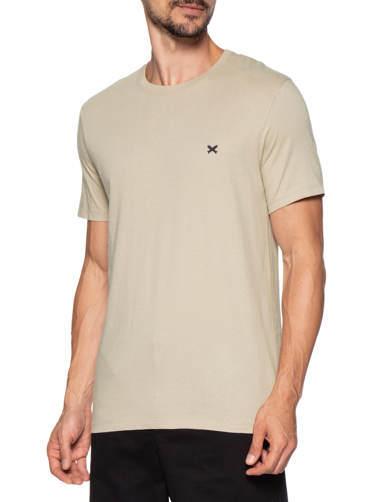 Camiseta Masculina com Peixe Bordado Família Marrom Hering