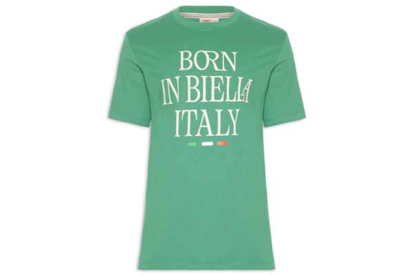 Camiseta Masculina Comfort Born In Biella Letter - Verde