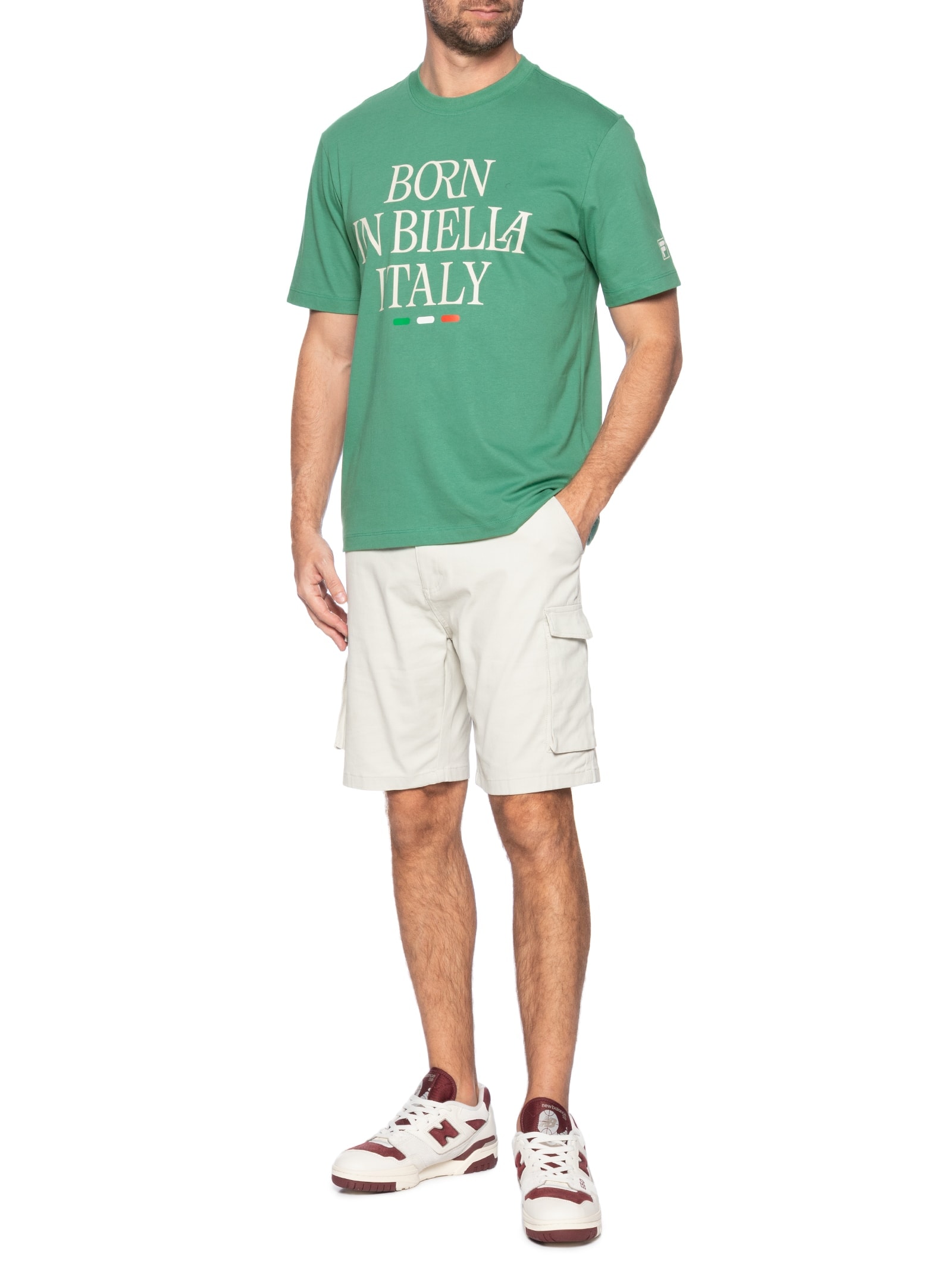 Camiseta Masculina Comfort Born In Biella Letter Verde Fila