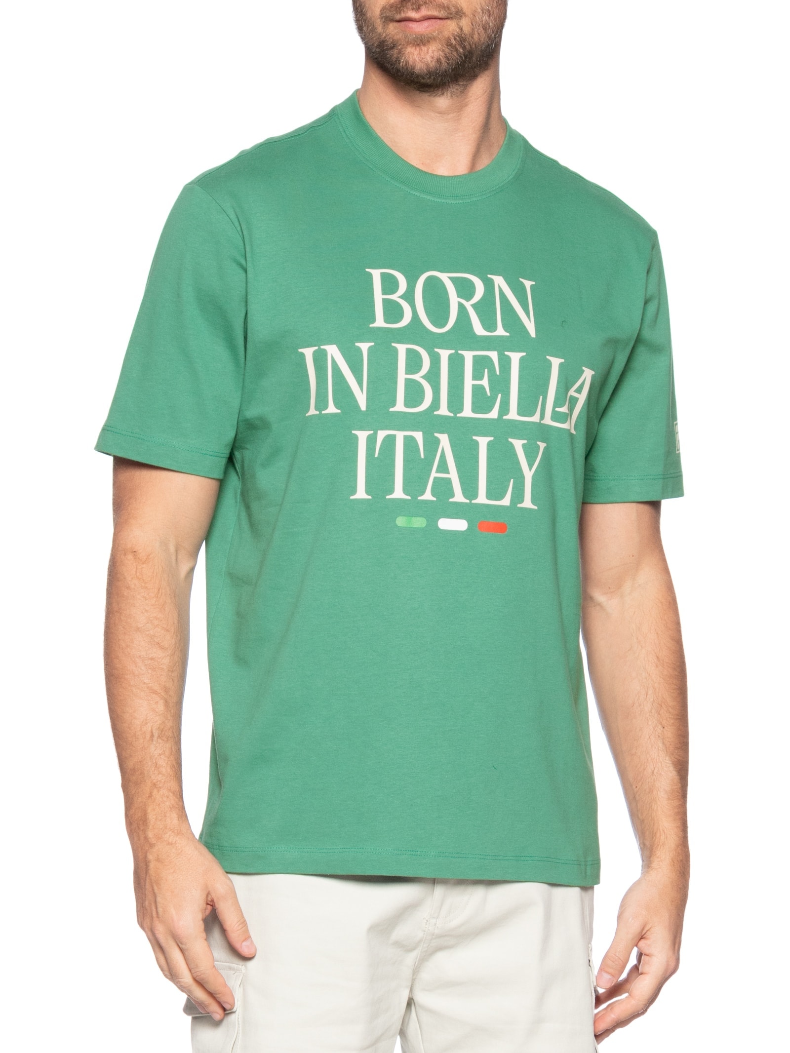 Camiseta Masculina Comfort Born In Biella Letter Verde Fila