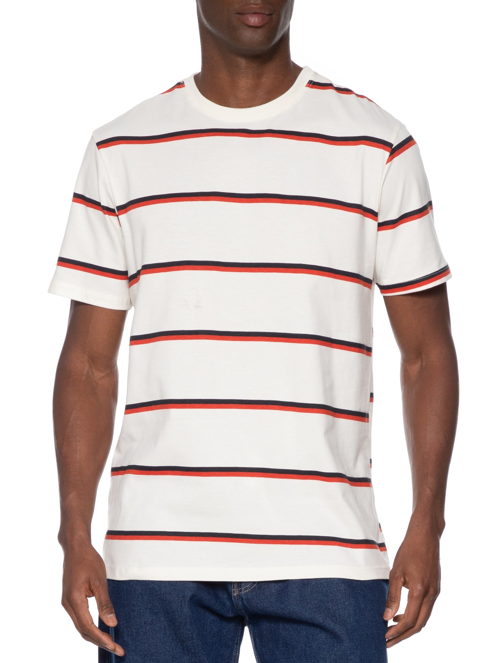Camiseta Masculina Comfort Fit Listrada Off White Hering