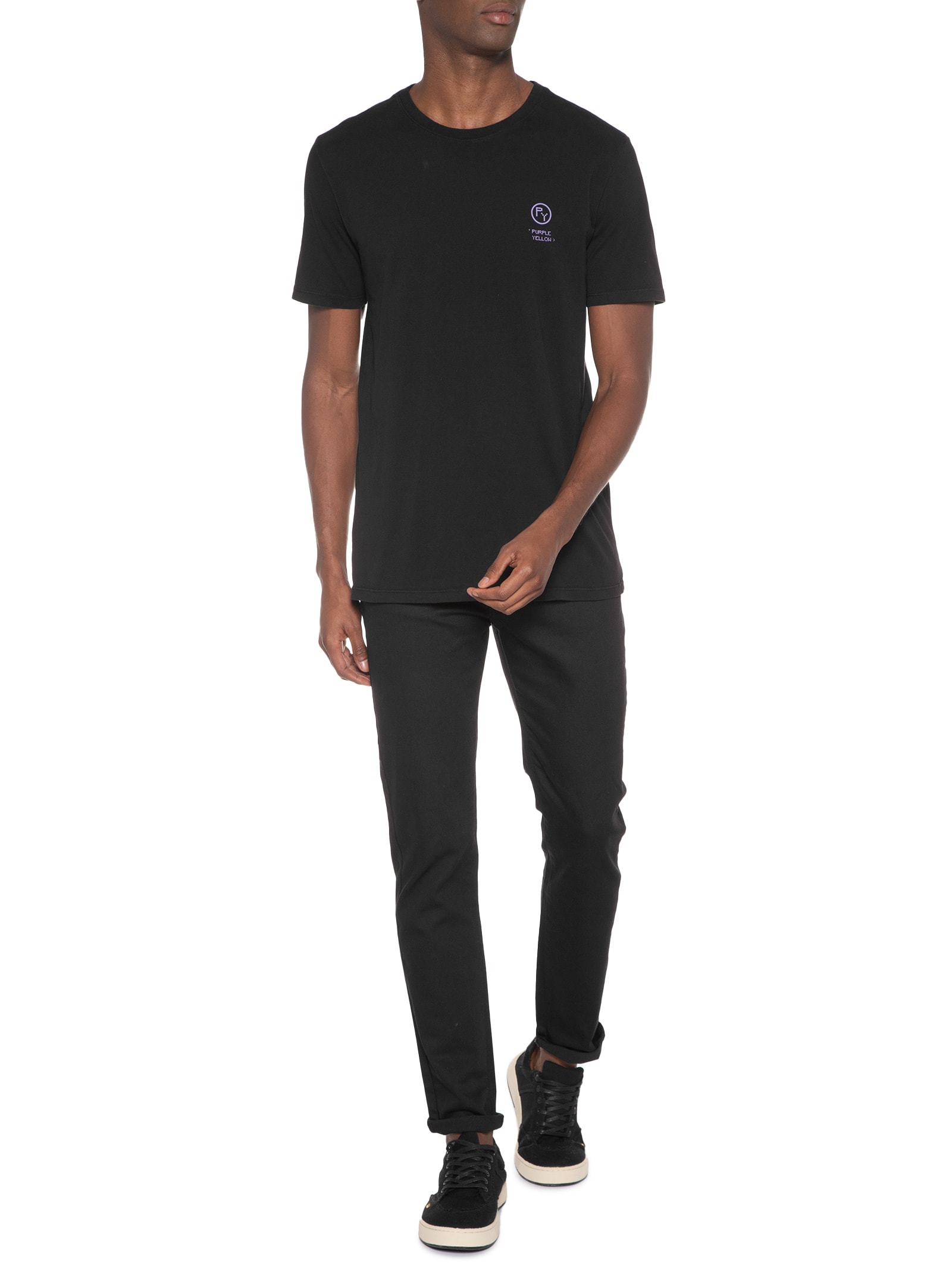Camiseta Masculina Company Co. - Preto - Purple Yellow
