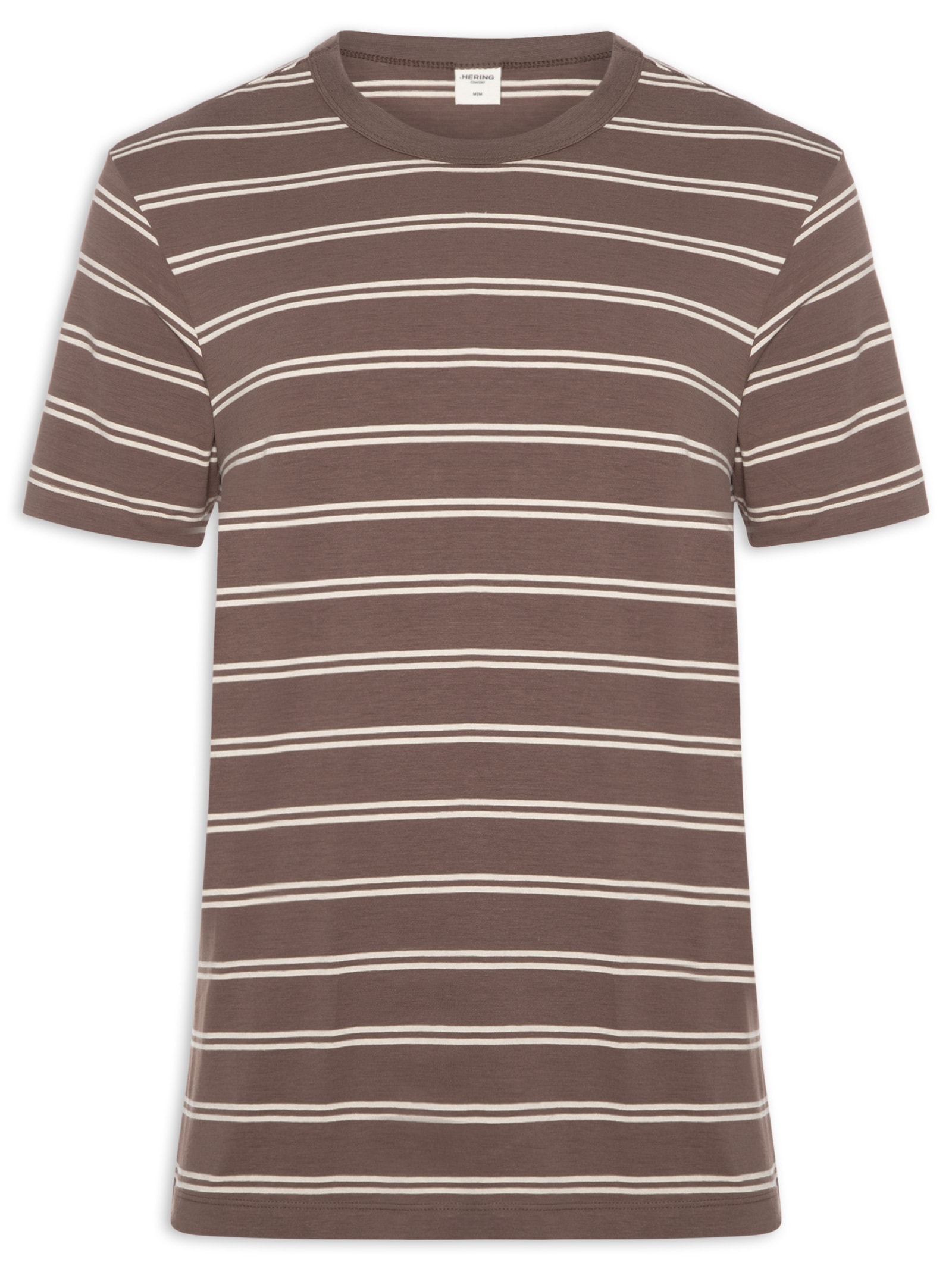 Camiseta Masculina Confort Fit Listrada Marrom Hering