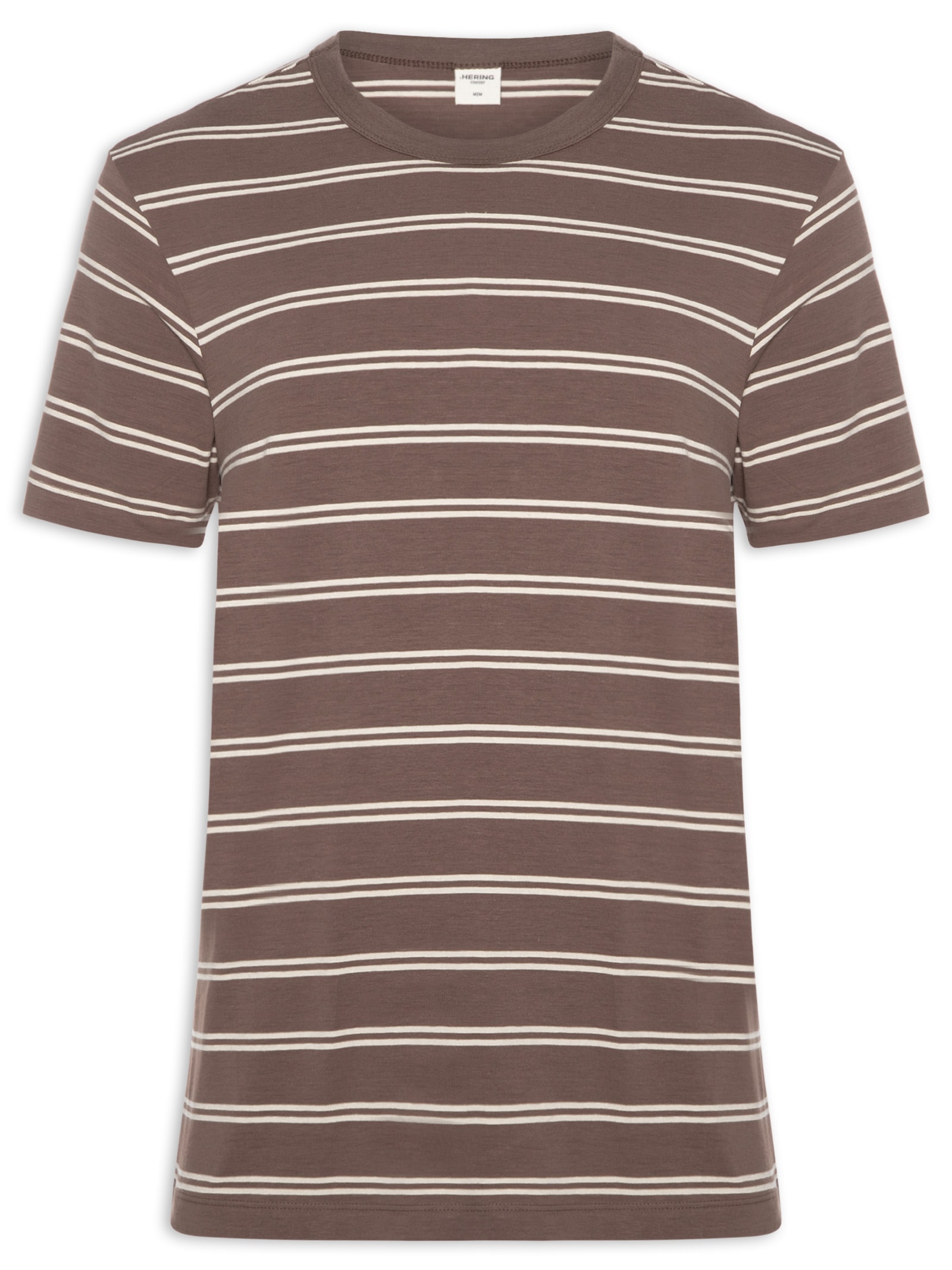 Camiseta Masculina Confort Fit Listrada Marrom Hering