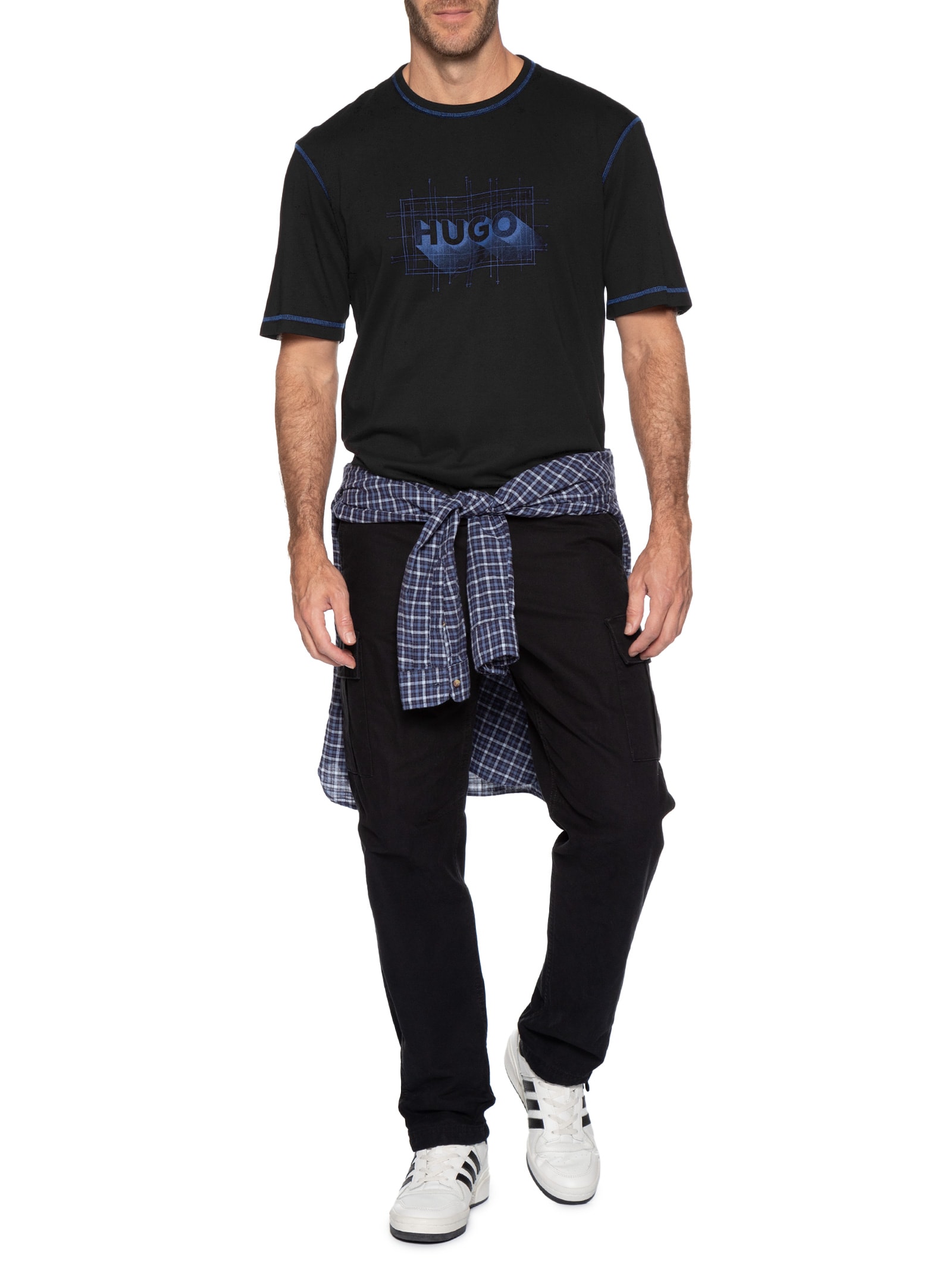 Camiseta Masculina Contrast Crew Neck Nothal Preto Hugo