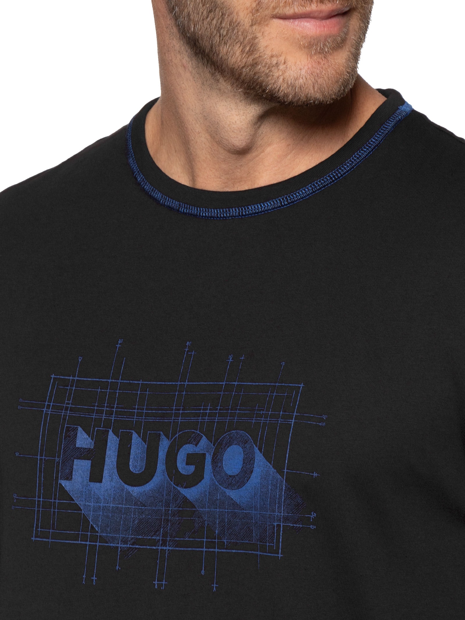 Camiseta Masculina Contrast Crew Neck Nothal Preto Hugo