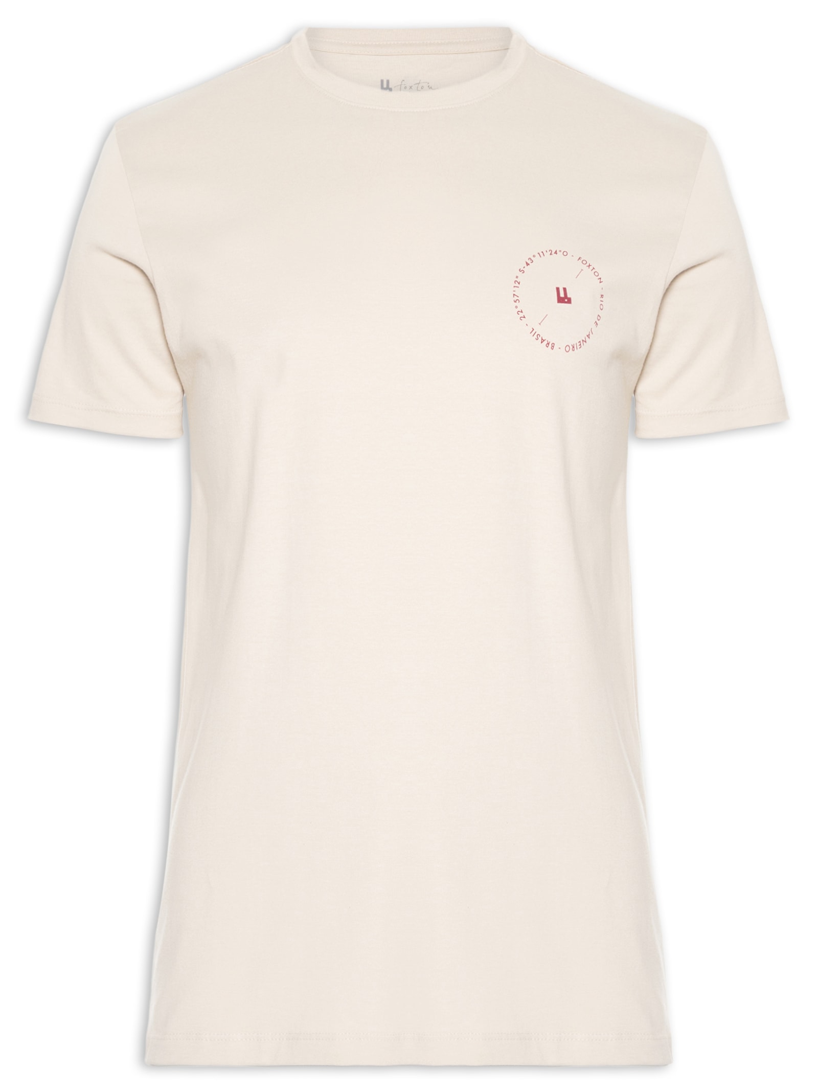  Camiseta Masculina Coordenadas Bege Foxton
