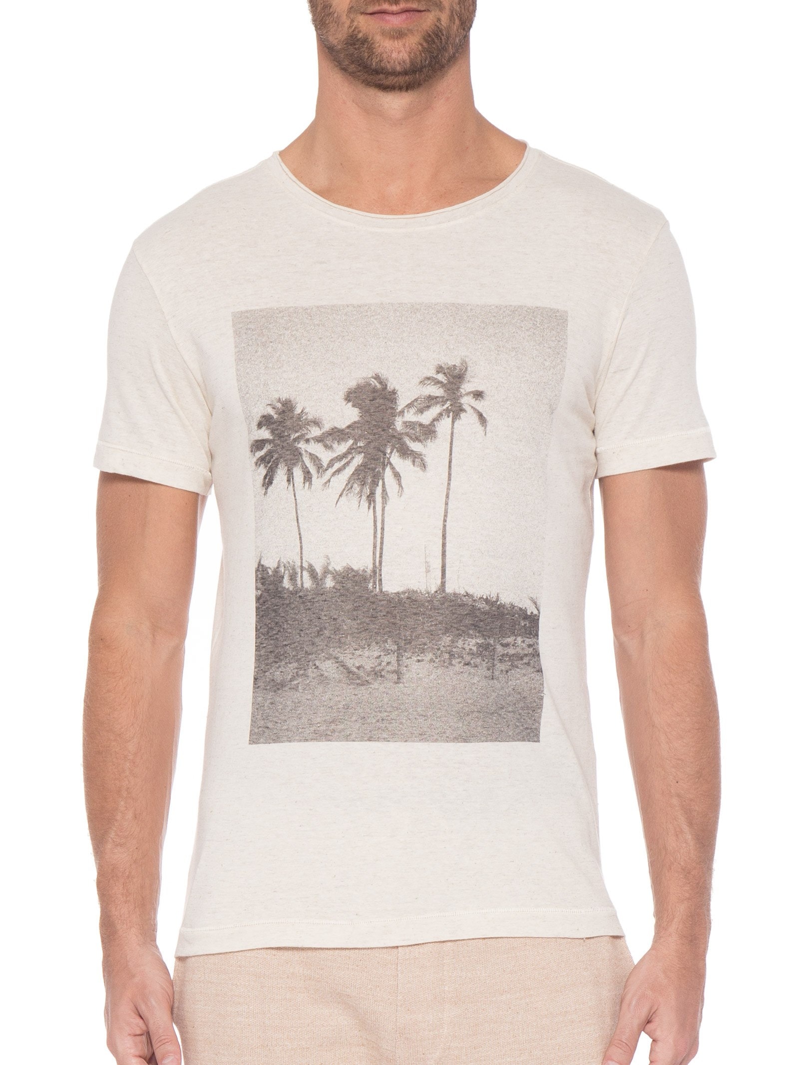 Camiseta Masculina Coqueiros Analógicos Bege Osklen