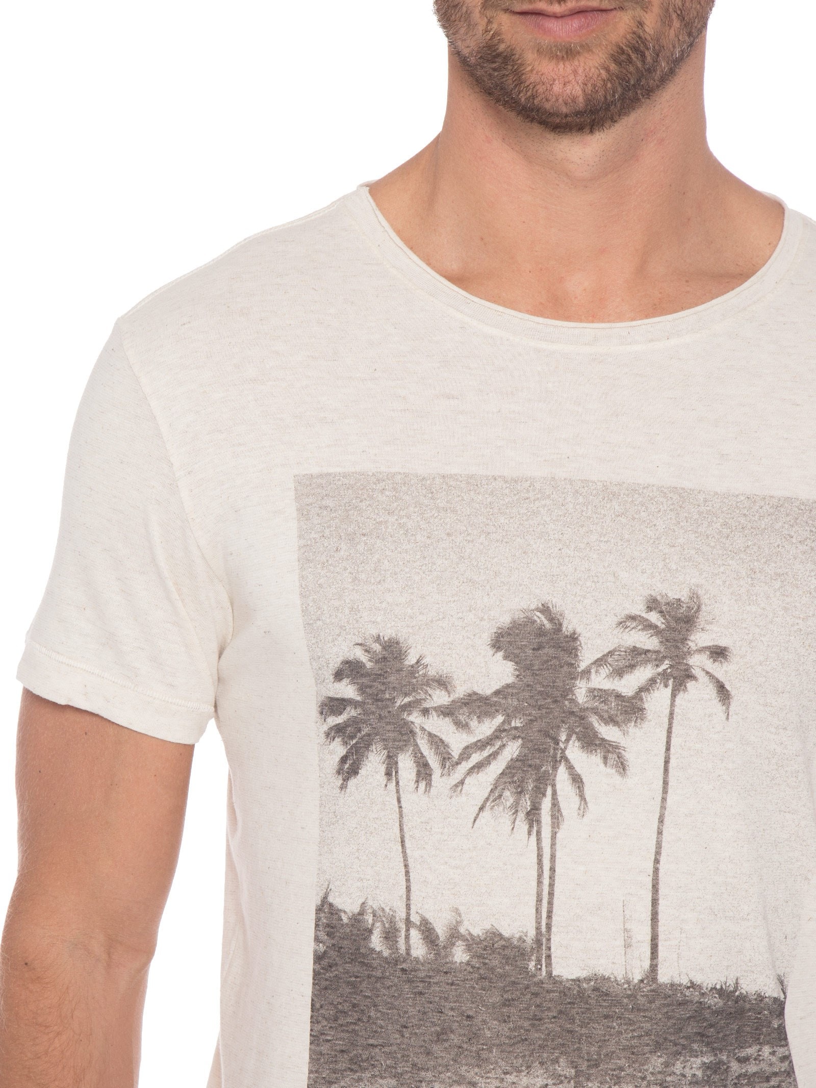 Camiseta Masculina Coqueiros Analógicos Bege Osklen