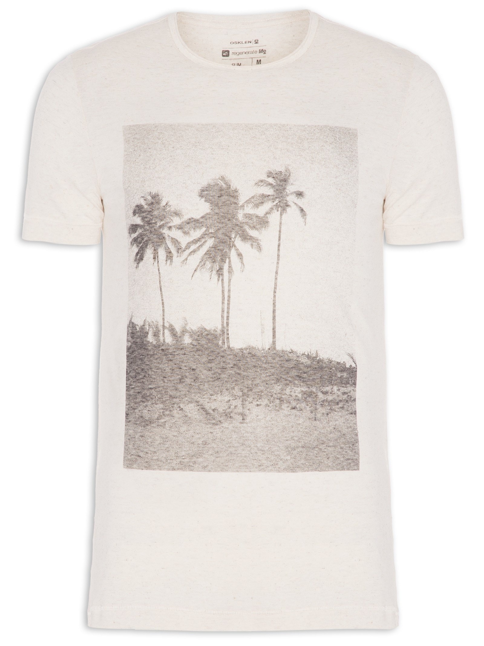 Camiseta Masculina Coqueiros Analógicos Bege Osklen