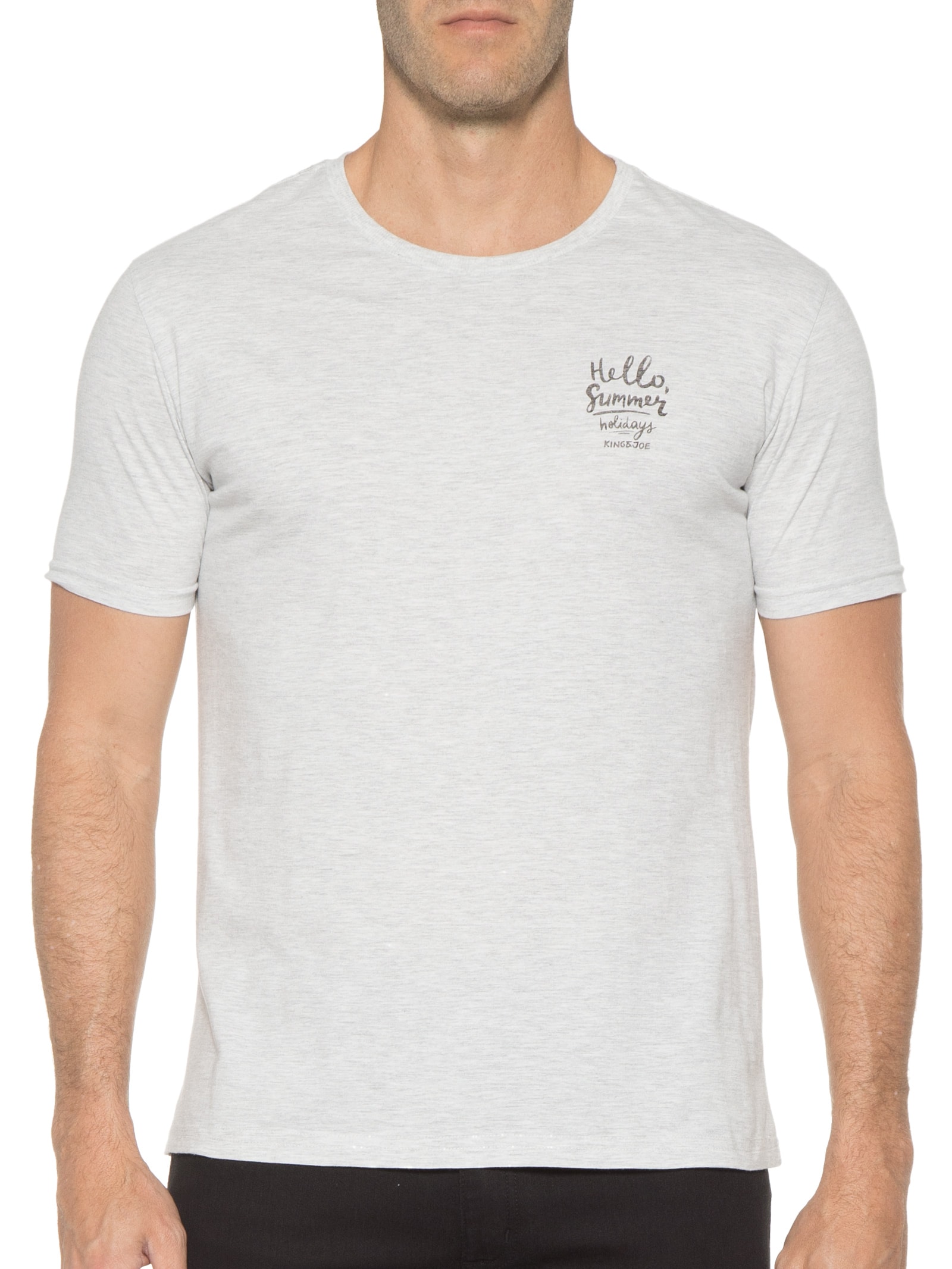 Camiseta Masculina Coqueiros Hello Summer Cinza King&joe