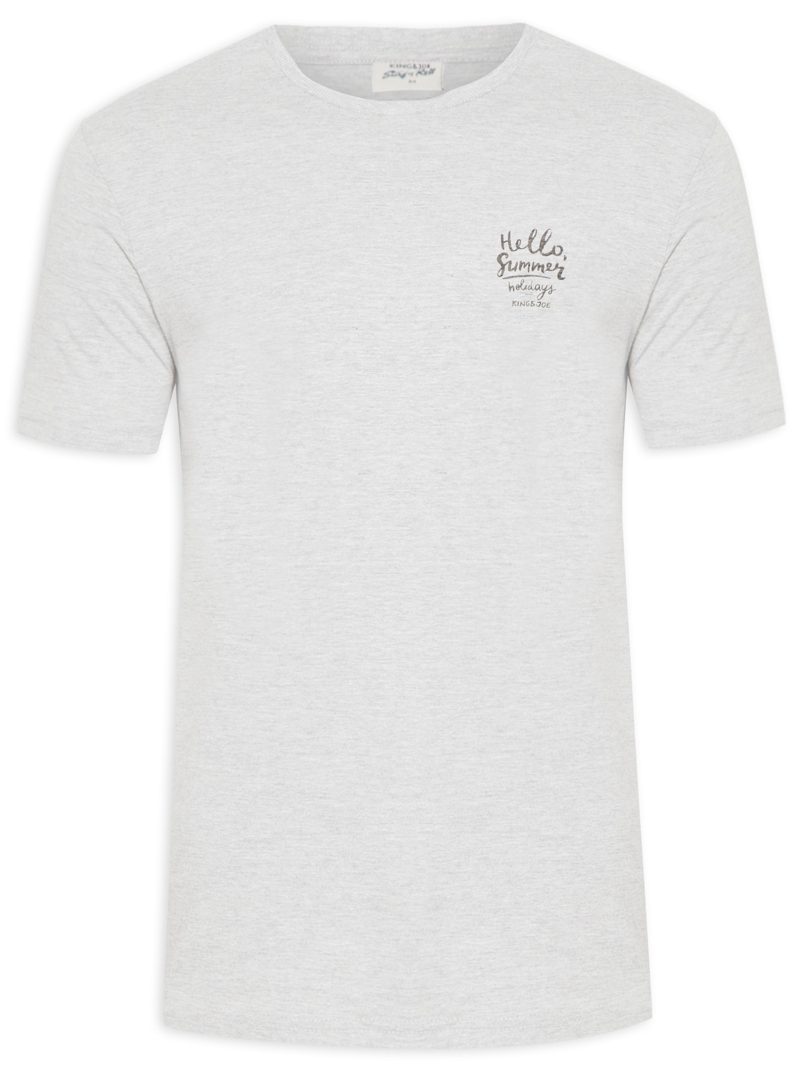 Camiseta Masculina Coqueiros Hello Summer Cinza King&joe