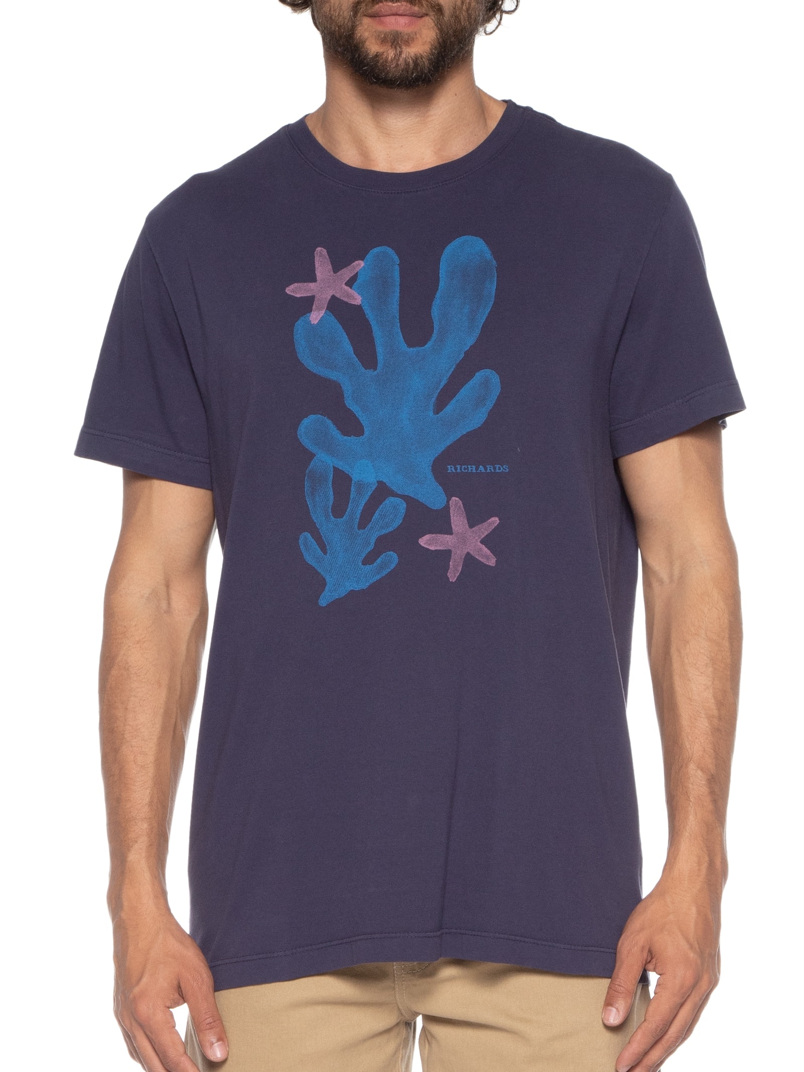 Camiseta Masculina Corais Aquarela Azul Richards