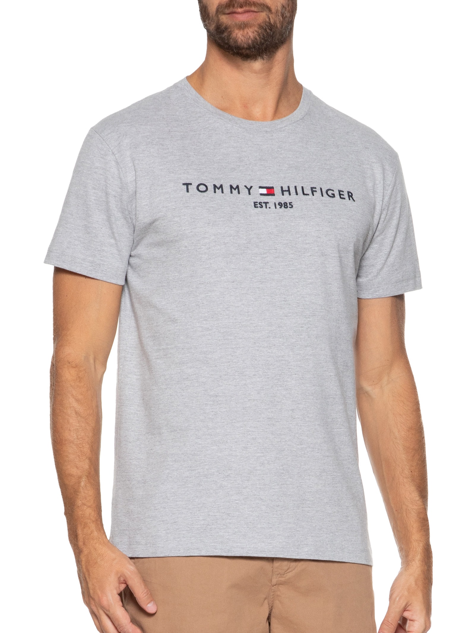 Camiseta Masculina Core Logo Tee Cinza Tommy Hilfiger