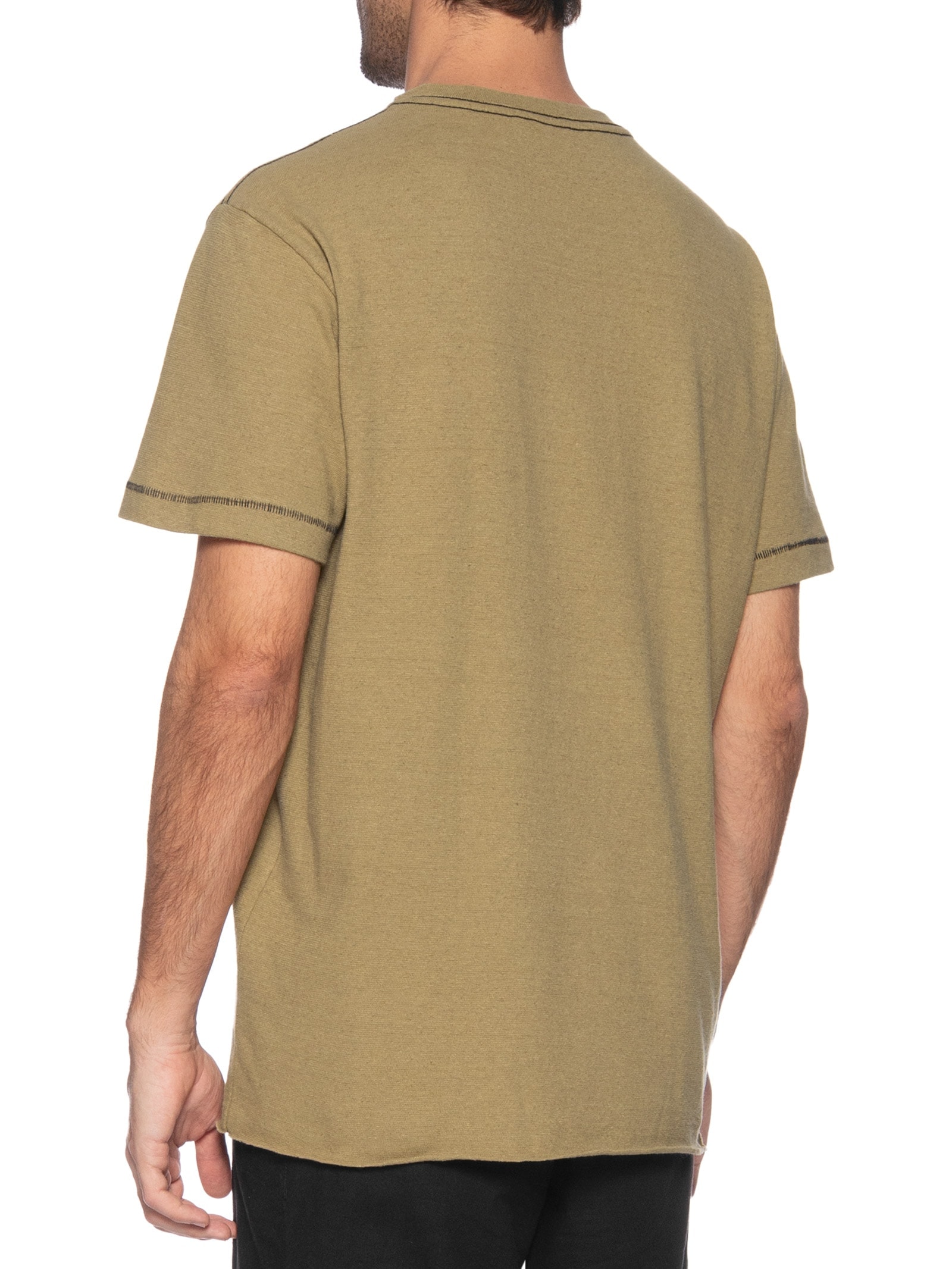 Camiseta Masculina Coroa Rustic Contrast Seam Manha Curta Bege Osklen