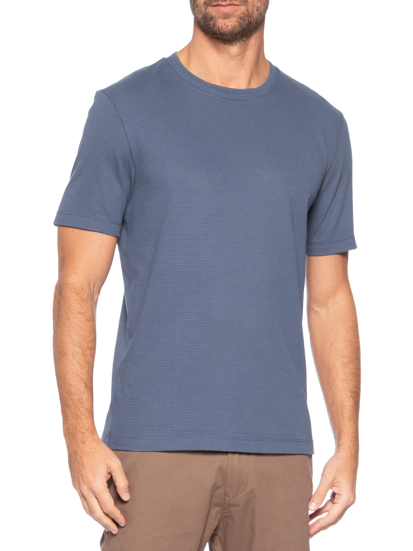 Camiseta Masculina Cotton Blend Bubble-Jacquard Tiburt 240 Azul Boss