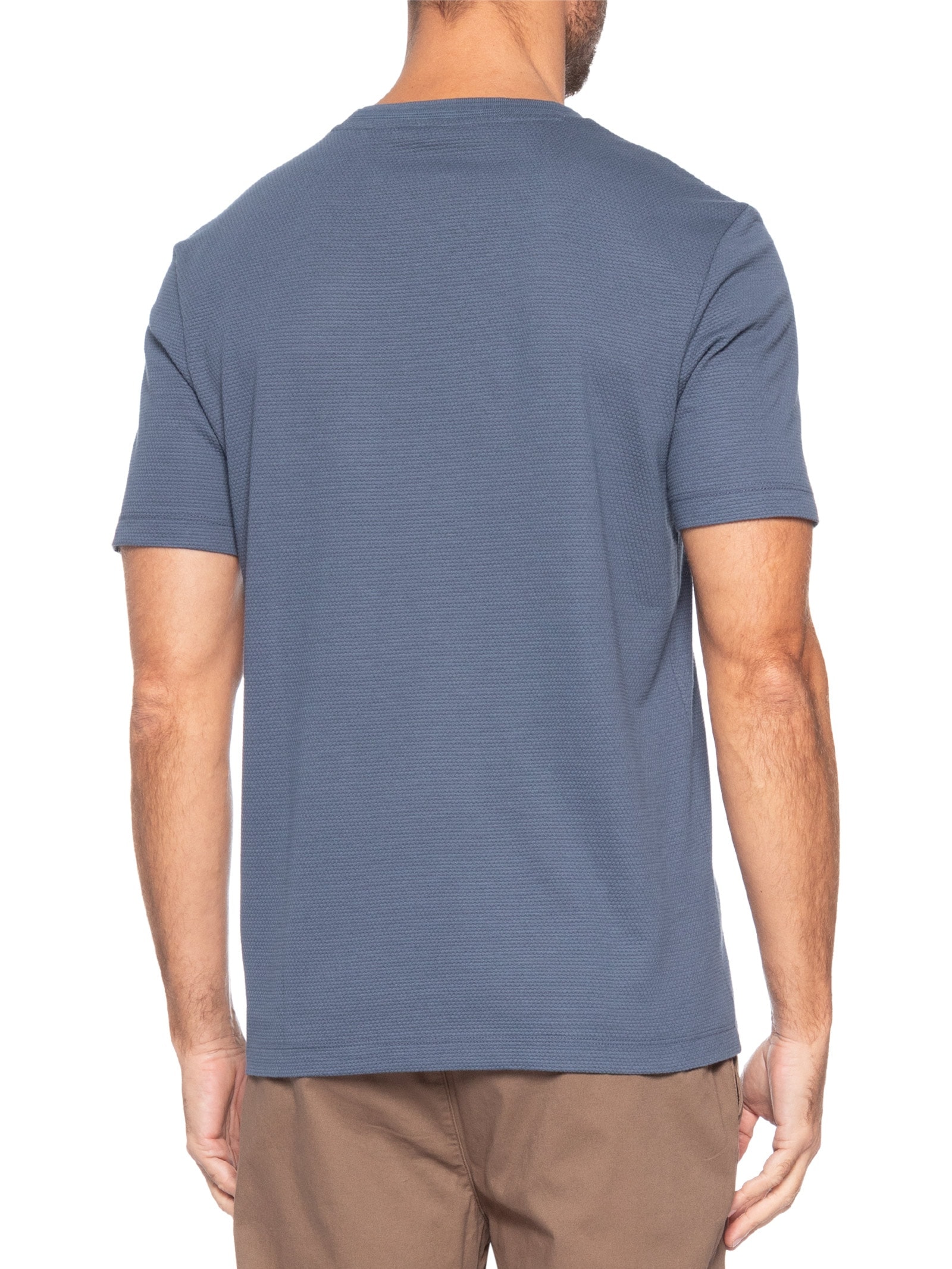 Camiseta Masculina Cotton Blend Bubble-Jacquard Tiburt 240 Azul Boss