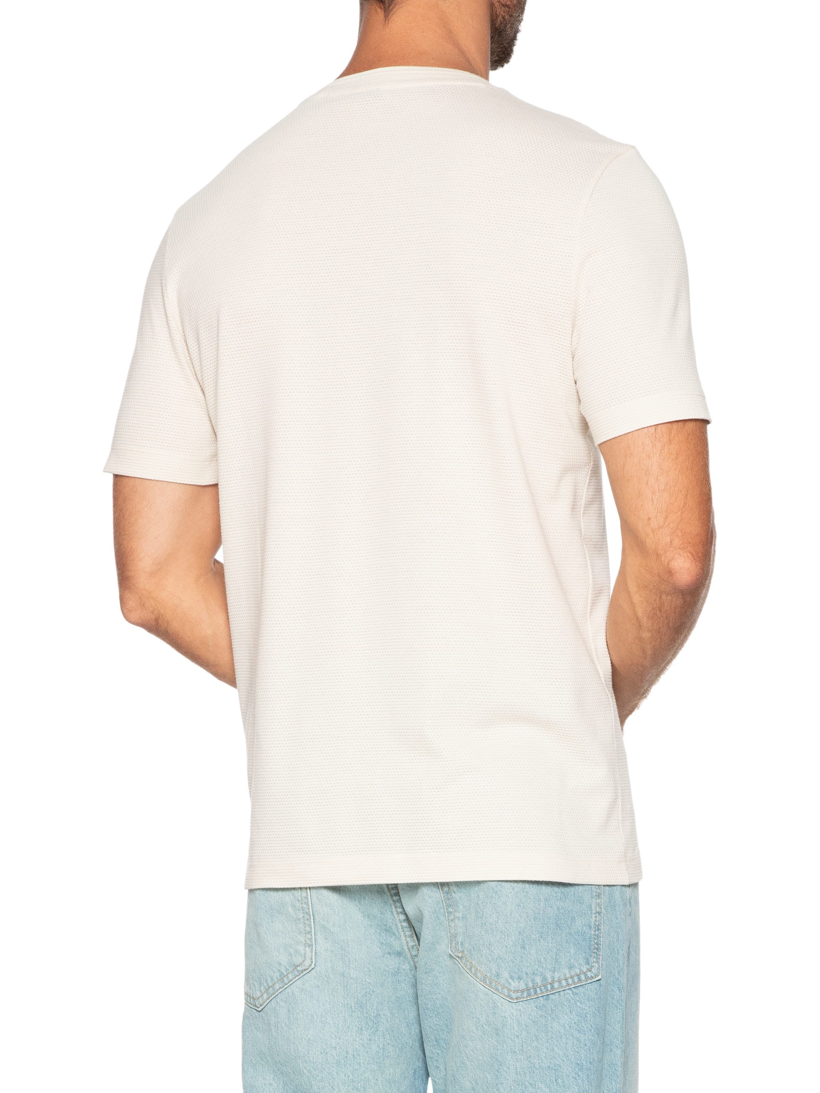 Camiseta Masculina Cotton Blend Bubble-Jacquard Tiburt 240 Branco Boss