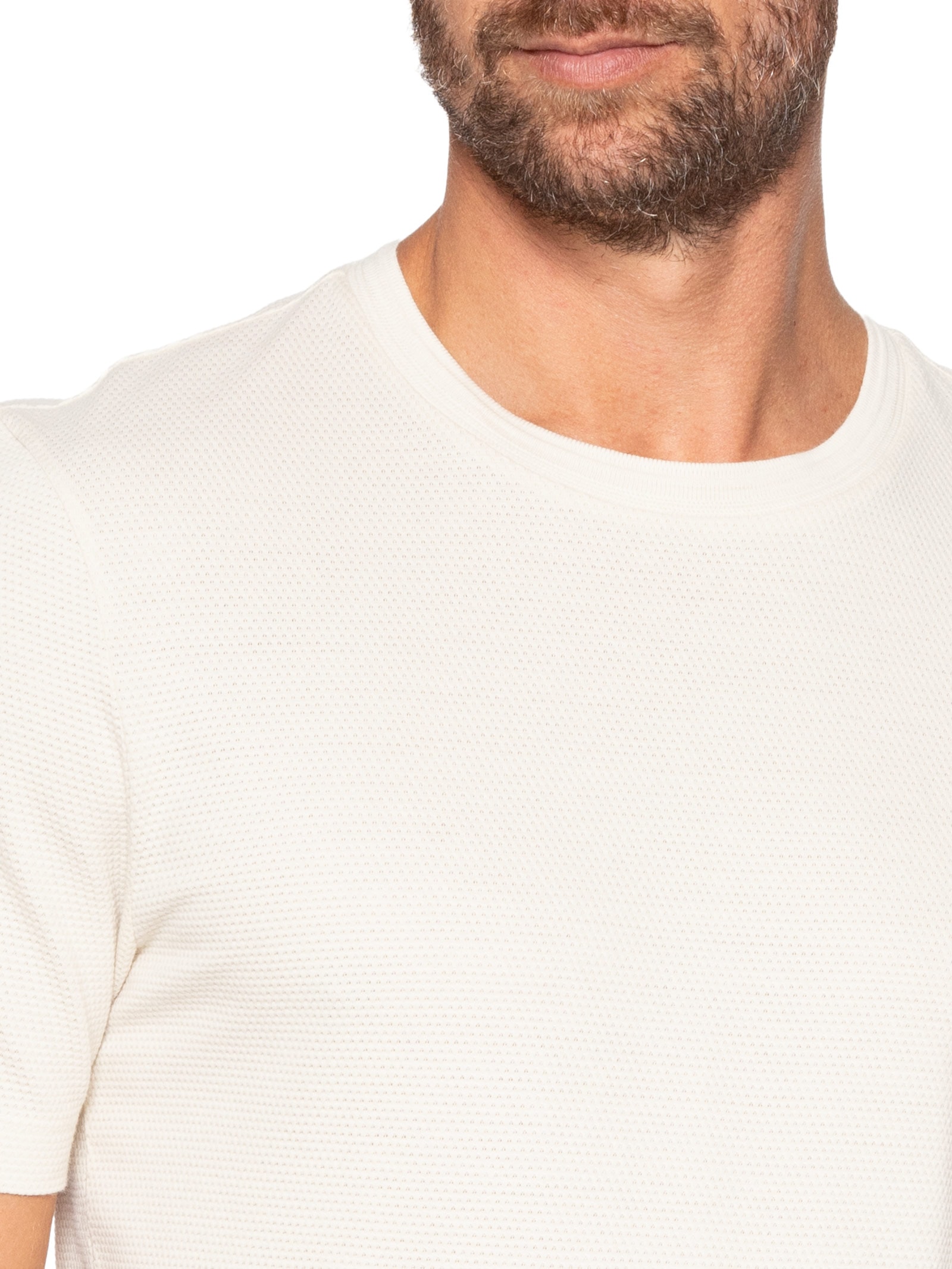 Camiseta Masculina Cotton Blend Bubble-Jacquard Tiburt 240 Branco Boss