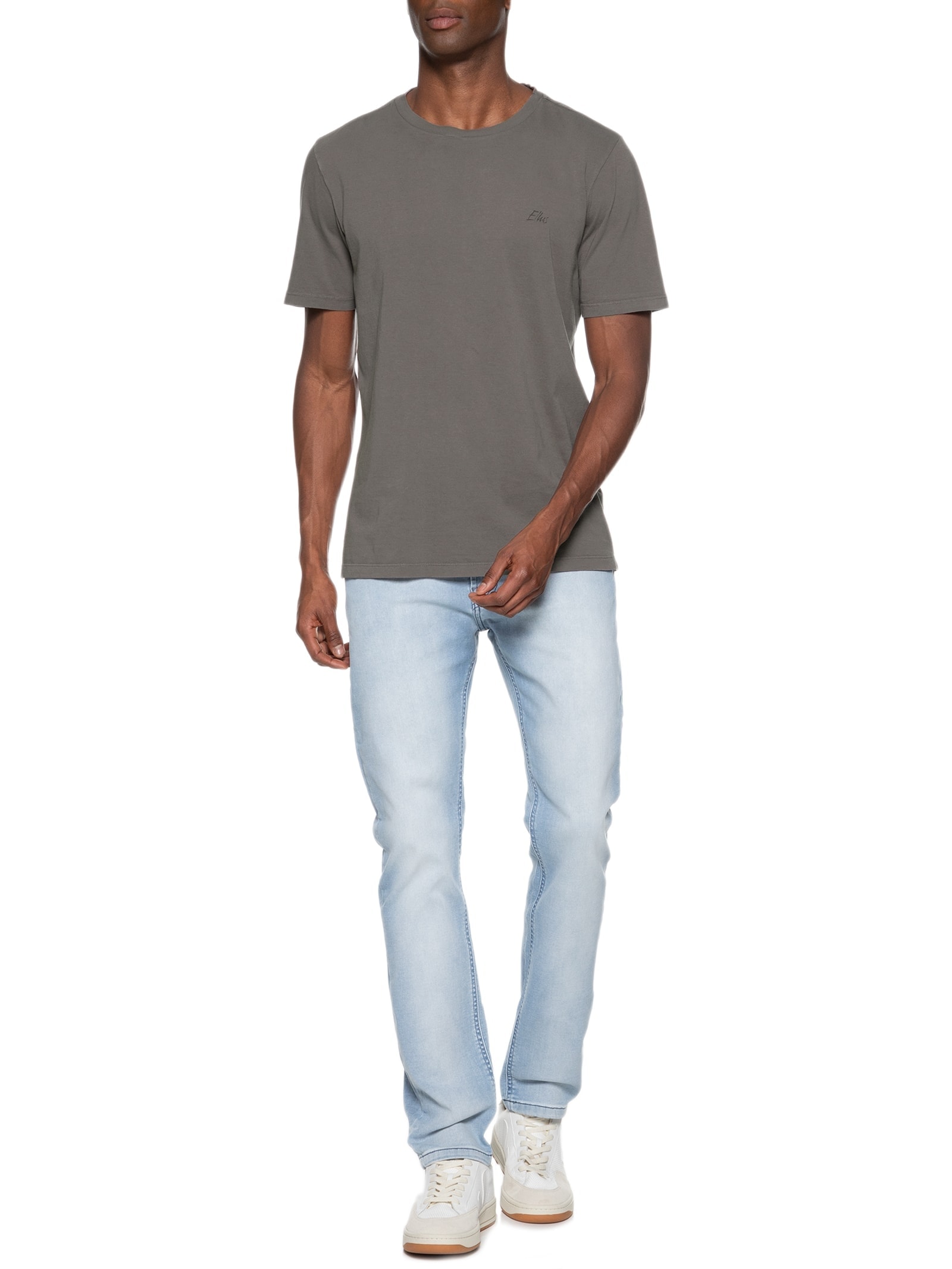 Camiseta Masculina Cotton Fine Aquarela Class Cinza Ellus