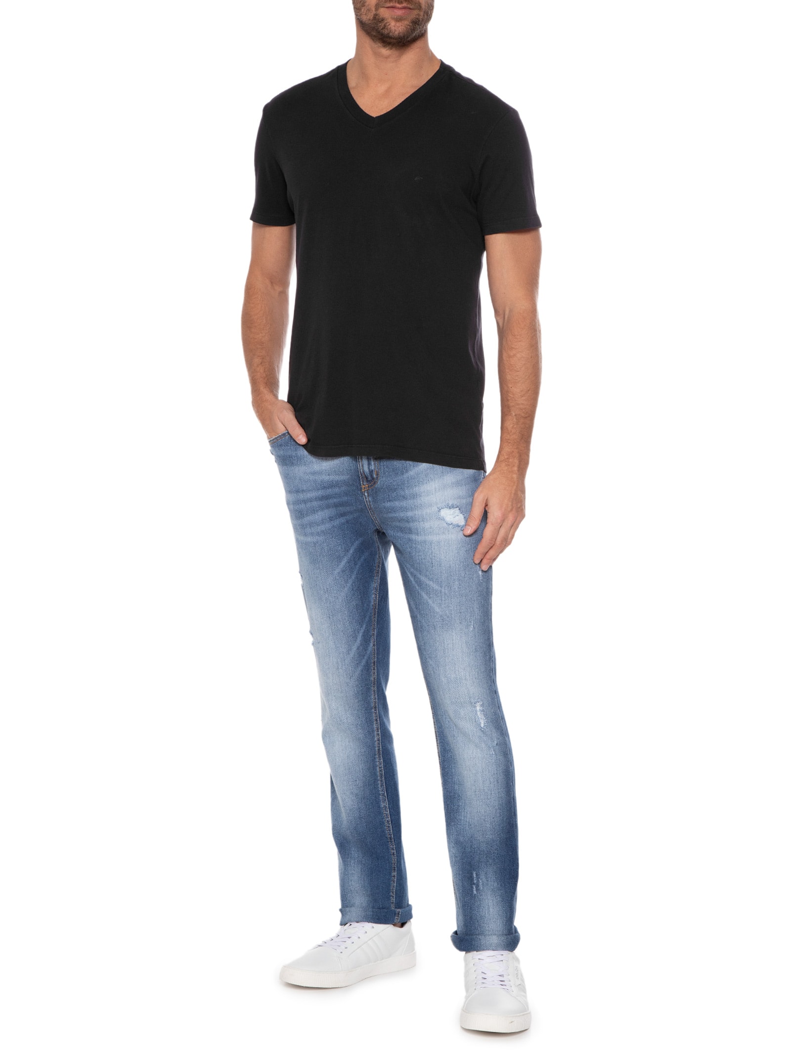 Camiseta Masculina Cotton Fine Easa Classic Preta Ellus