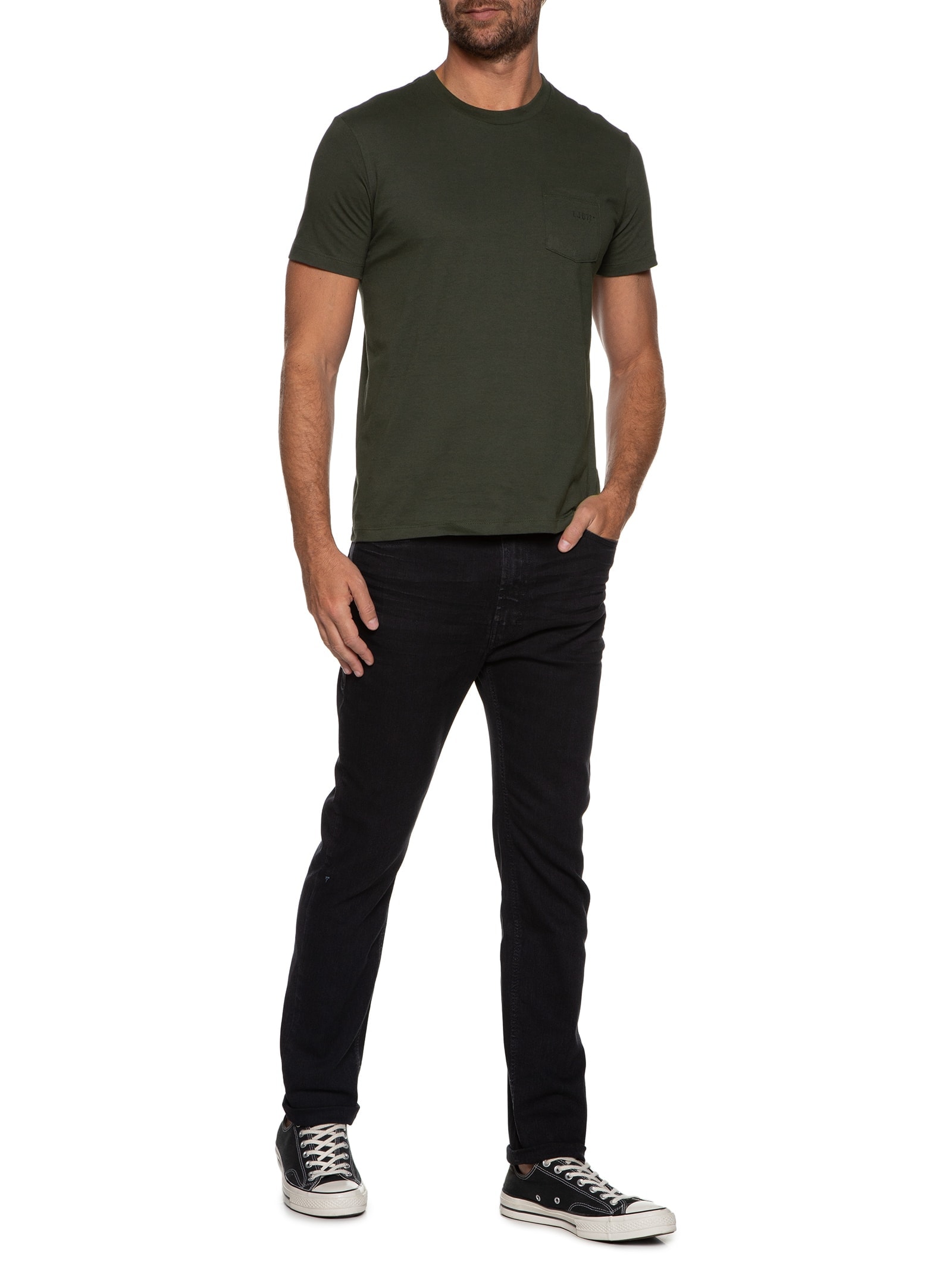 Camiseta Masculina Cotton Fine Easa Pocket Class Verde Ellus