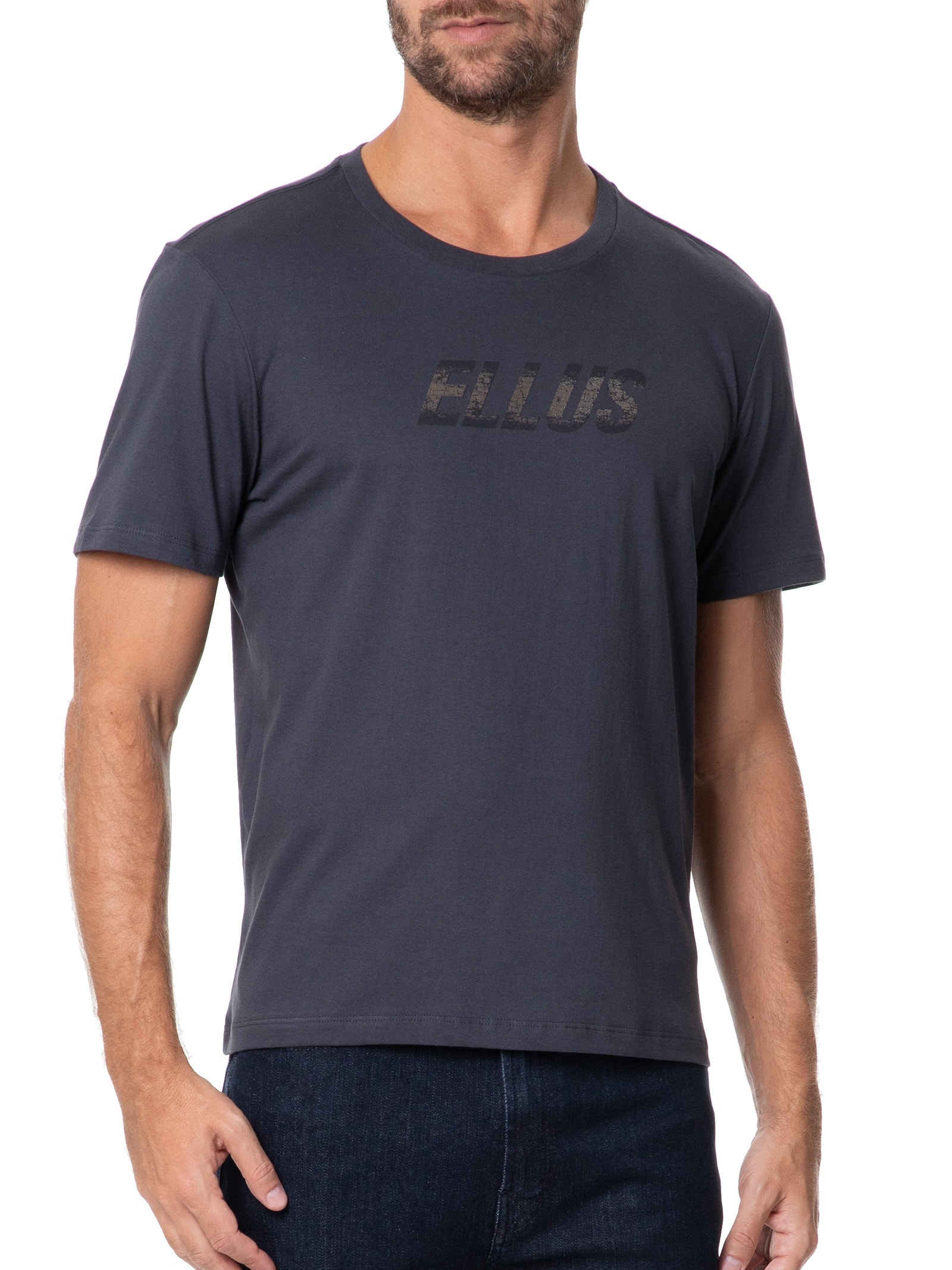 Camiseta Masculina Cotton Fine Ellus Dots Classic Mc Cinza Ellus