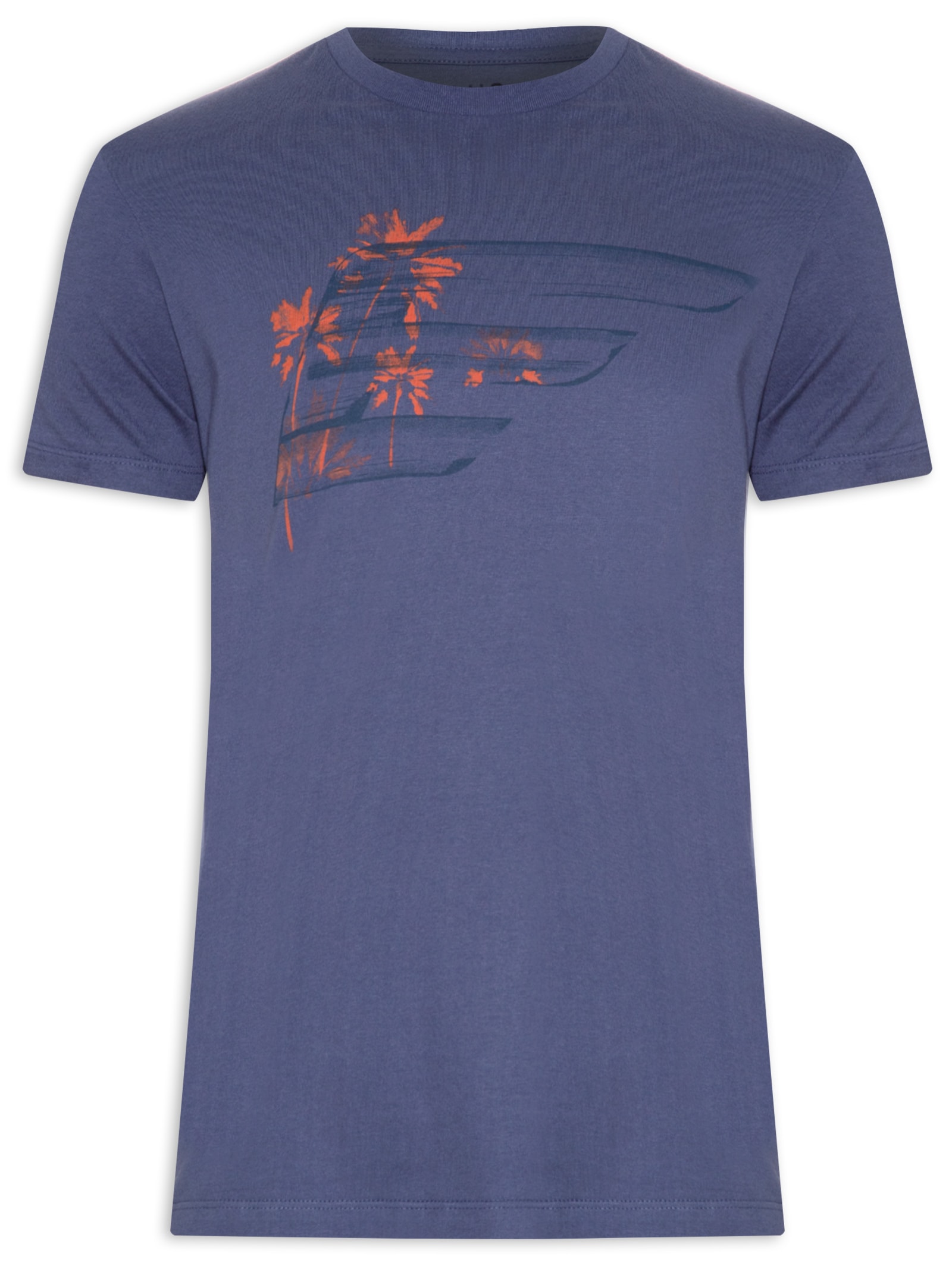 Camiseta Masculina Cotton Fine Maxi Easa Trees Classic Mc Azul Ellus