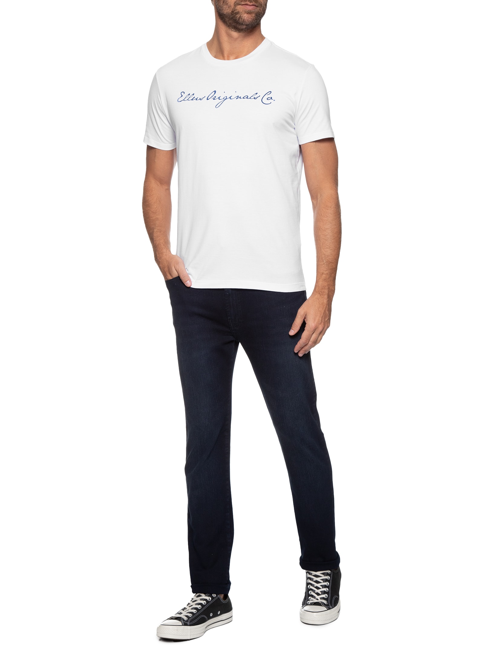 Camiseta Masculina Cotton Fine Orig Classic Branco Ellus